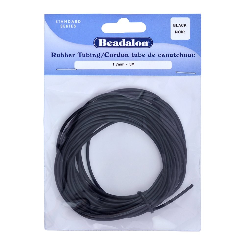 Rubber Tubing - Neoprene, Black, 1.7 mm / .067 in - 5 m / 16.4 ft