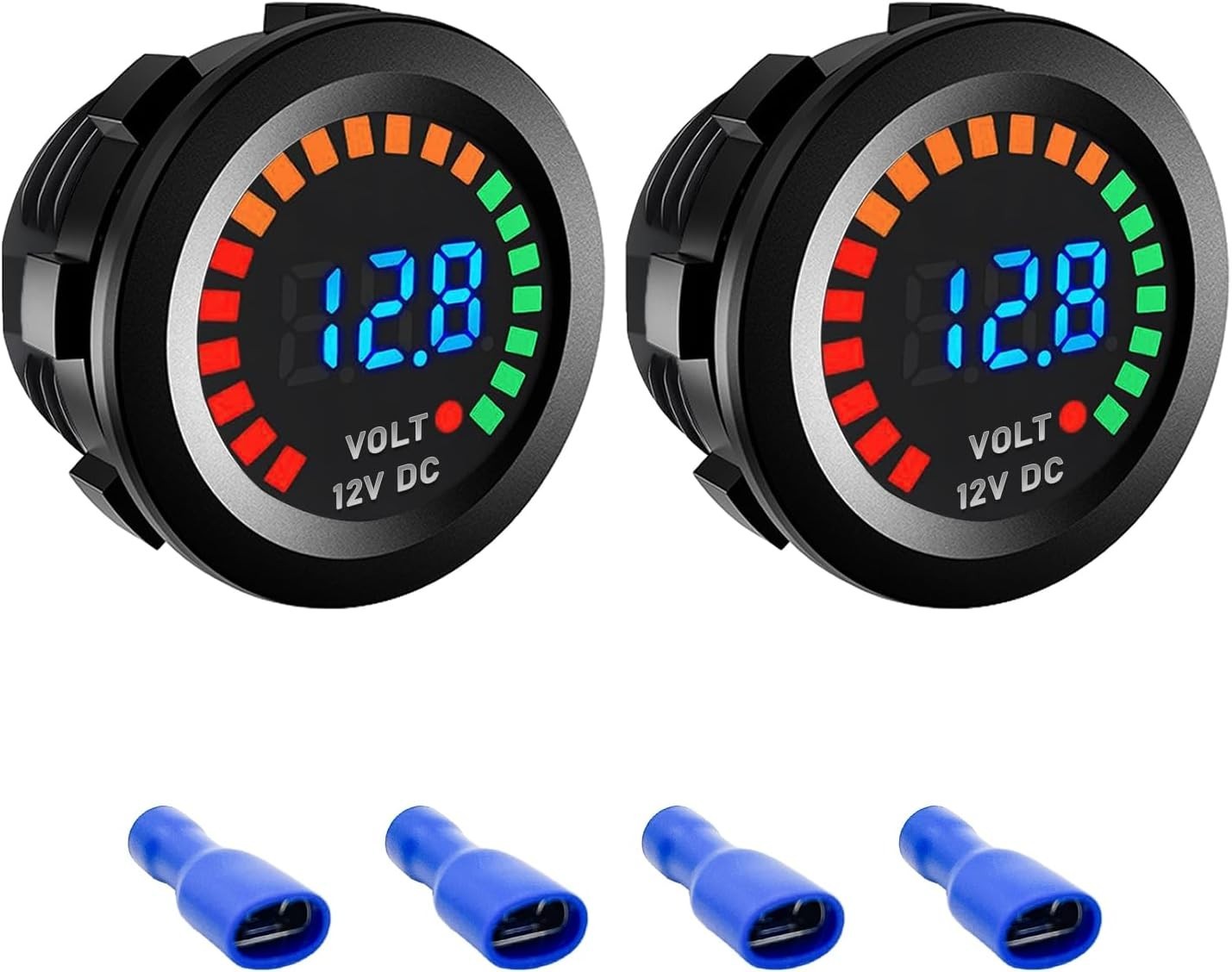 2 Pack 12V Waterproof Car Voltmeter LED Digital Battery Voltage Gauge Tester Pan