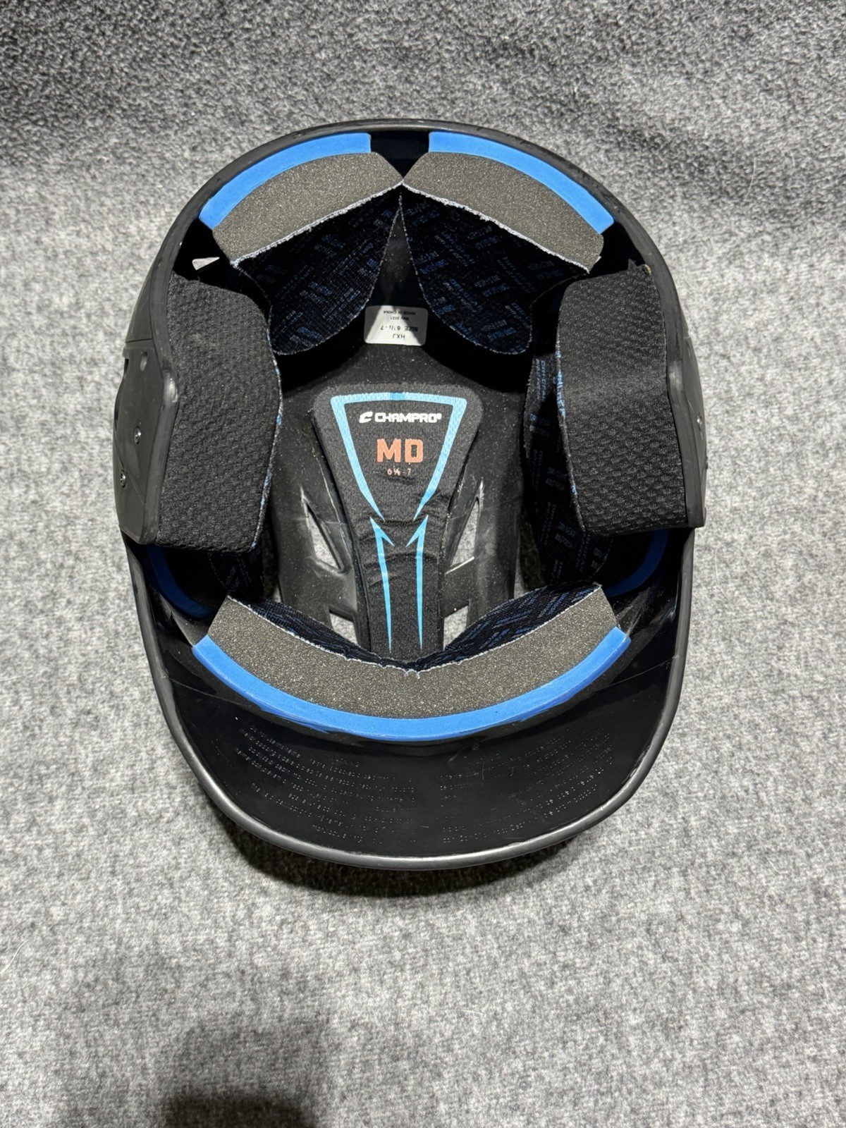 Champro MD Baseball Helmet - BLACK - Size Large 6 1/2 - 7 - “R” Decal