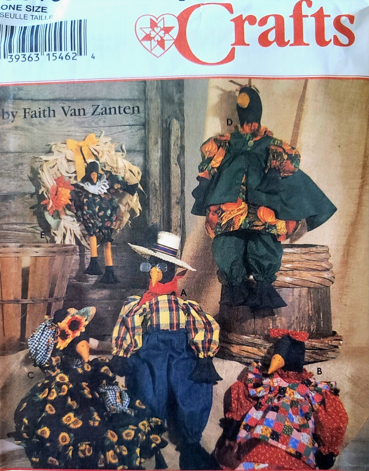 Simplicity 9010 FAITH VAN ZANTEN Pattern For Crows  And Clothes And Wreath Uncut