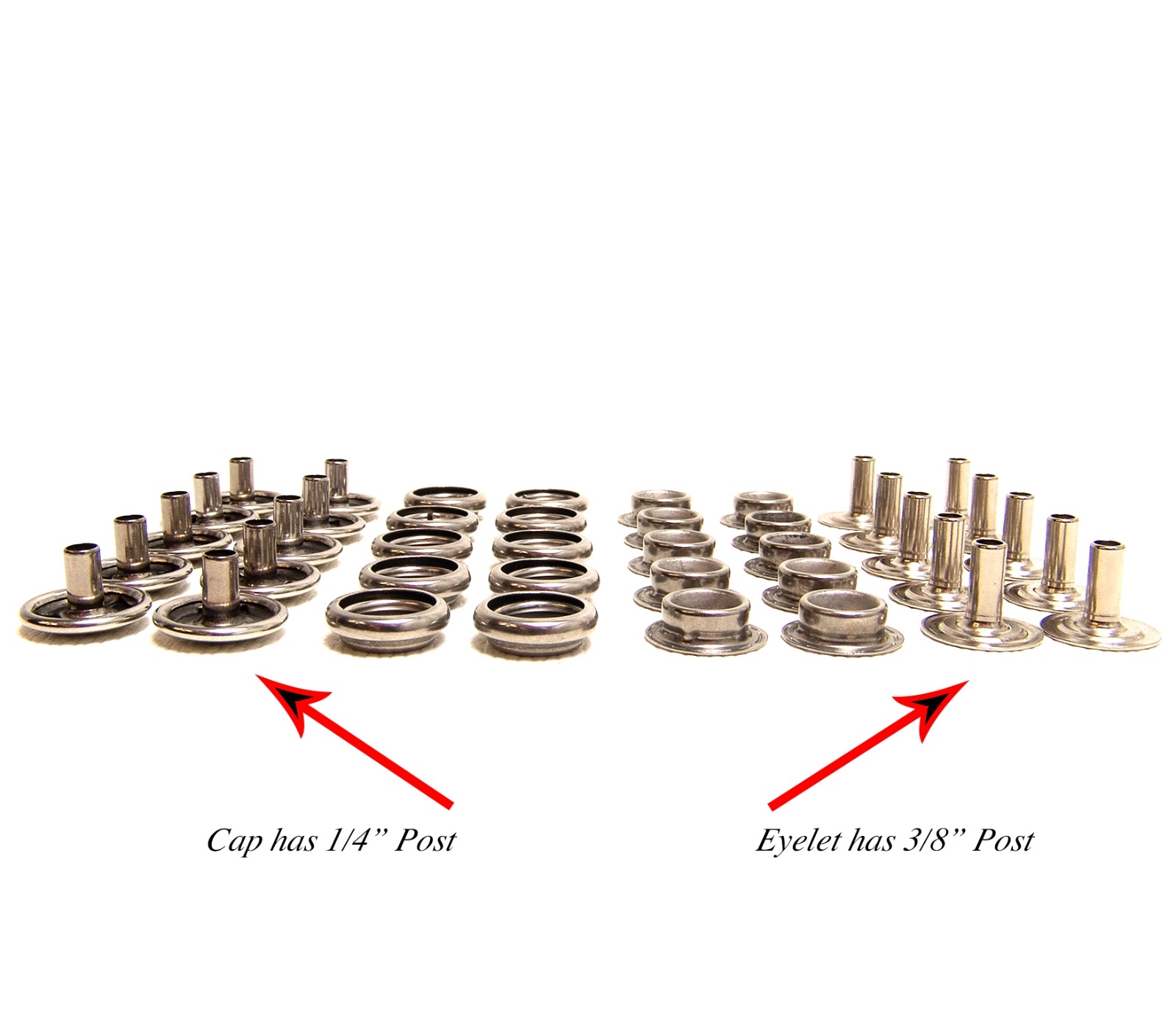 Snap Set with Long Posts for Thick Fabric or Carpet 10 Pc. Set