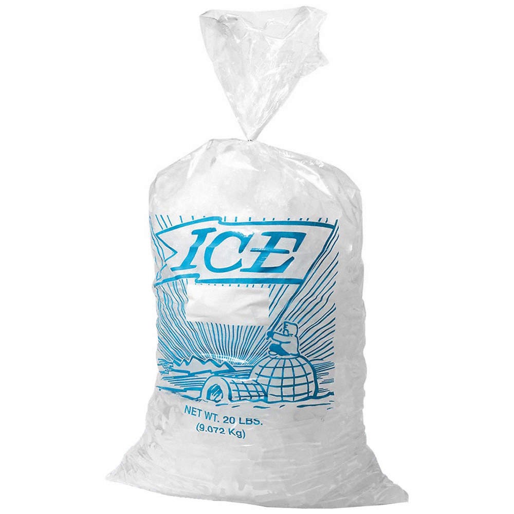 GRAINGER APPROVED 3CUD9 Printed Ice Bag,10 lb,21 in,PK1000 3CUD9