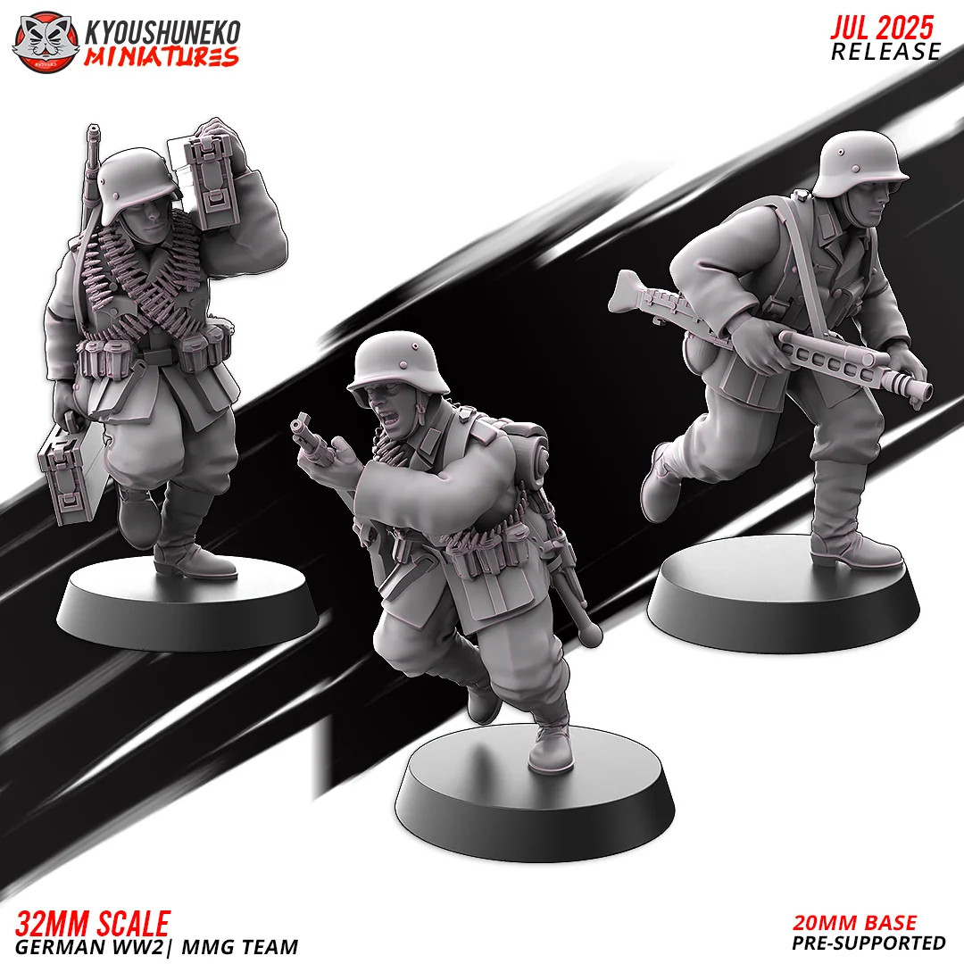 German MMG Team - 15-54mm WW2 Army - Resin Tabletop Miniature