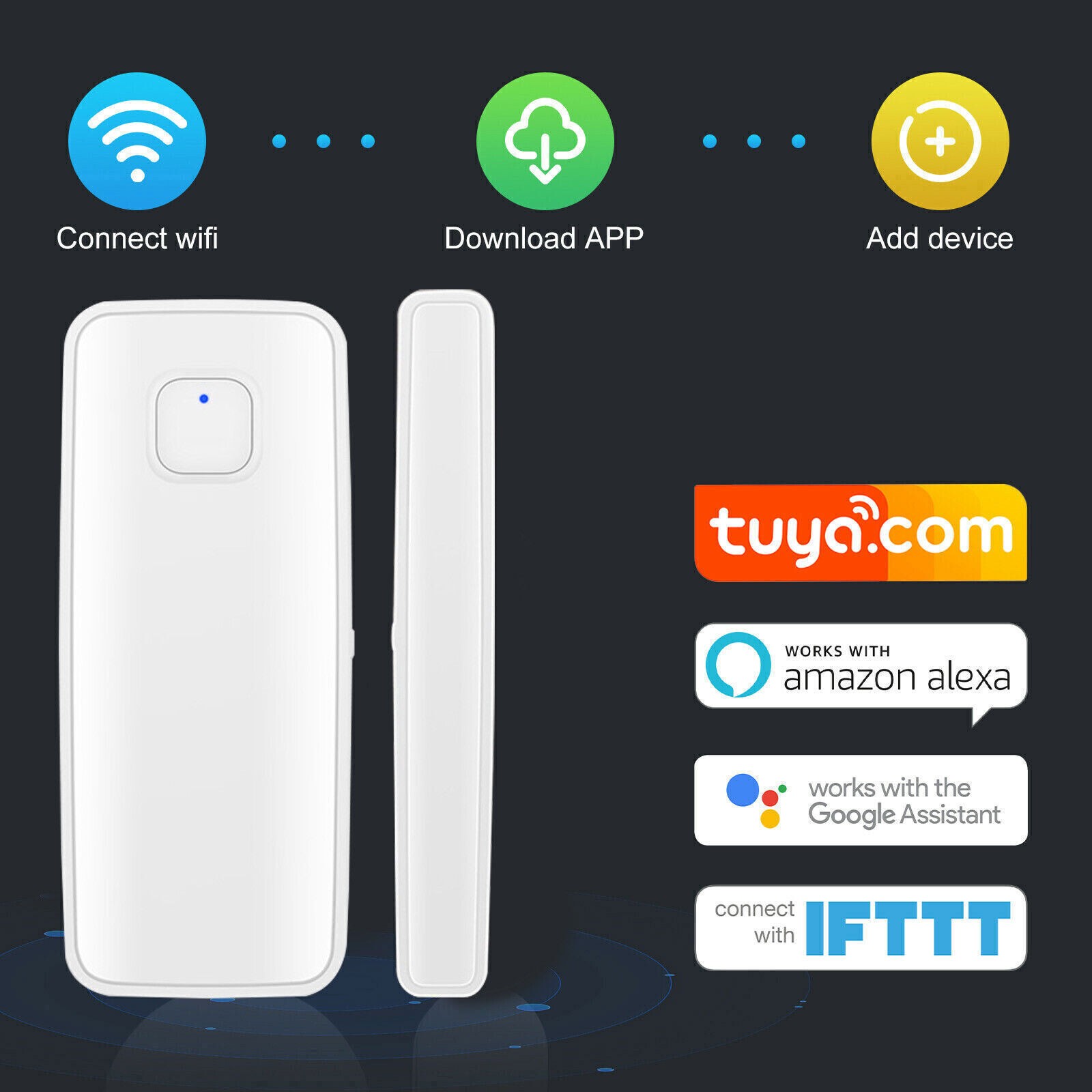 C06 TUYA APP WiFi Door Window Sensor Open/Close Burglar Alarm Security Detector