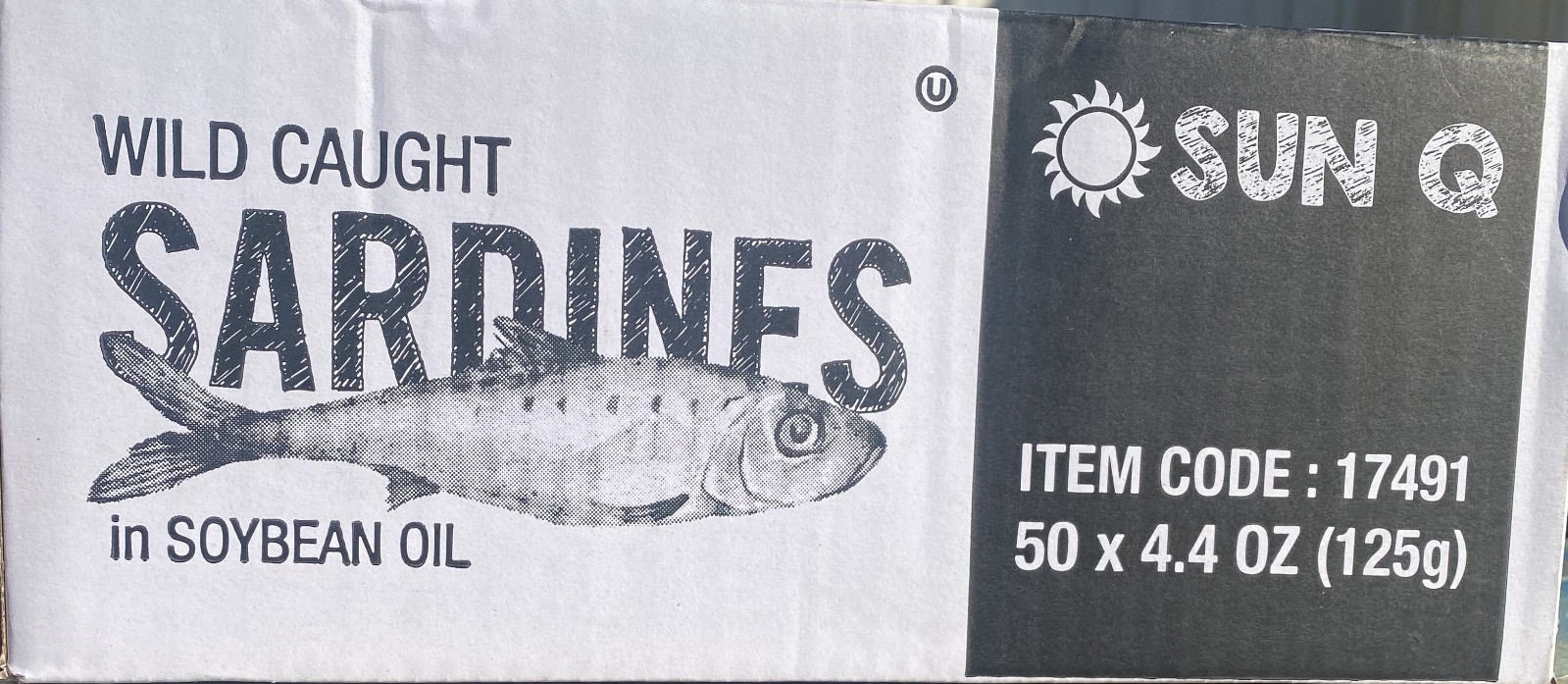 (50) SUN Q WILD CAUGHT SARDINES IN SOYBEAN OIL 4.4 Oz Can 220 OZ TOTAL DEAL