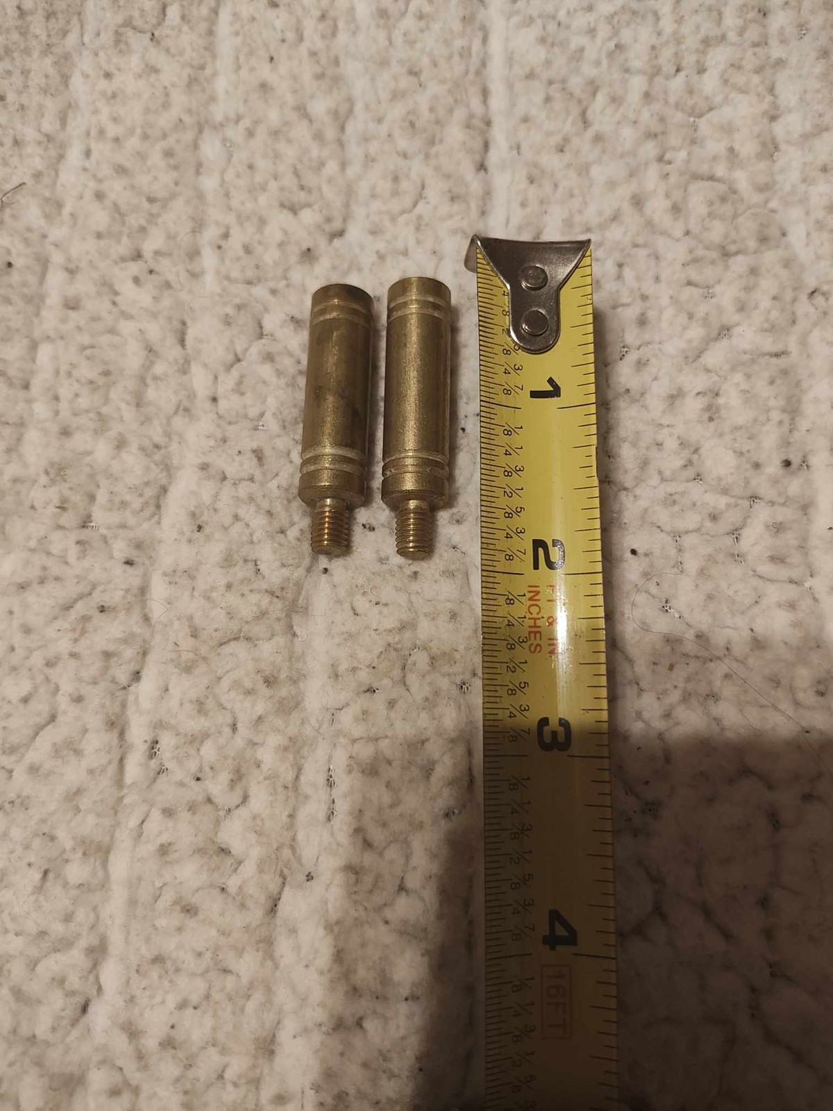 Pair Solid Turned Brass 1 1/2" Tall Finial Lamp Risers - Std. Harp Thread