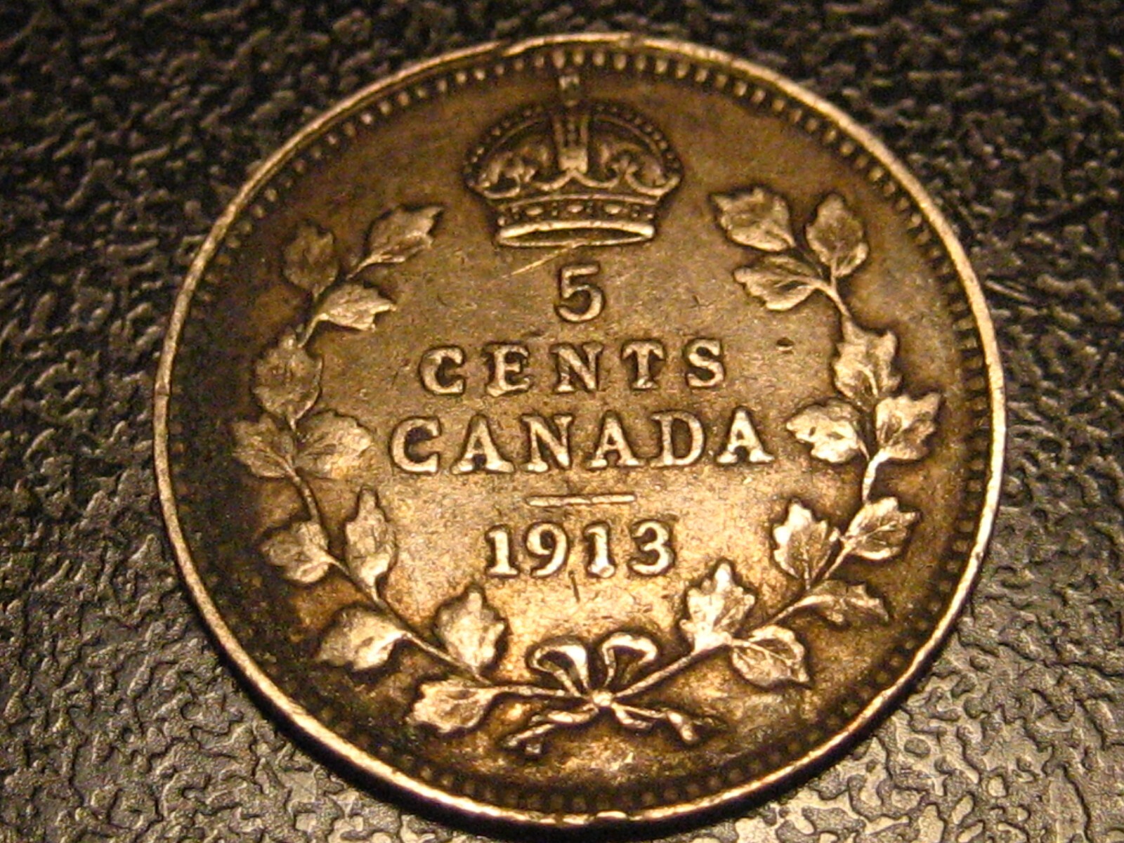 1913 Canadian Five Cent 92% Silver Piece F/VF