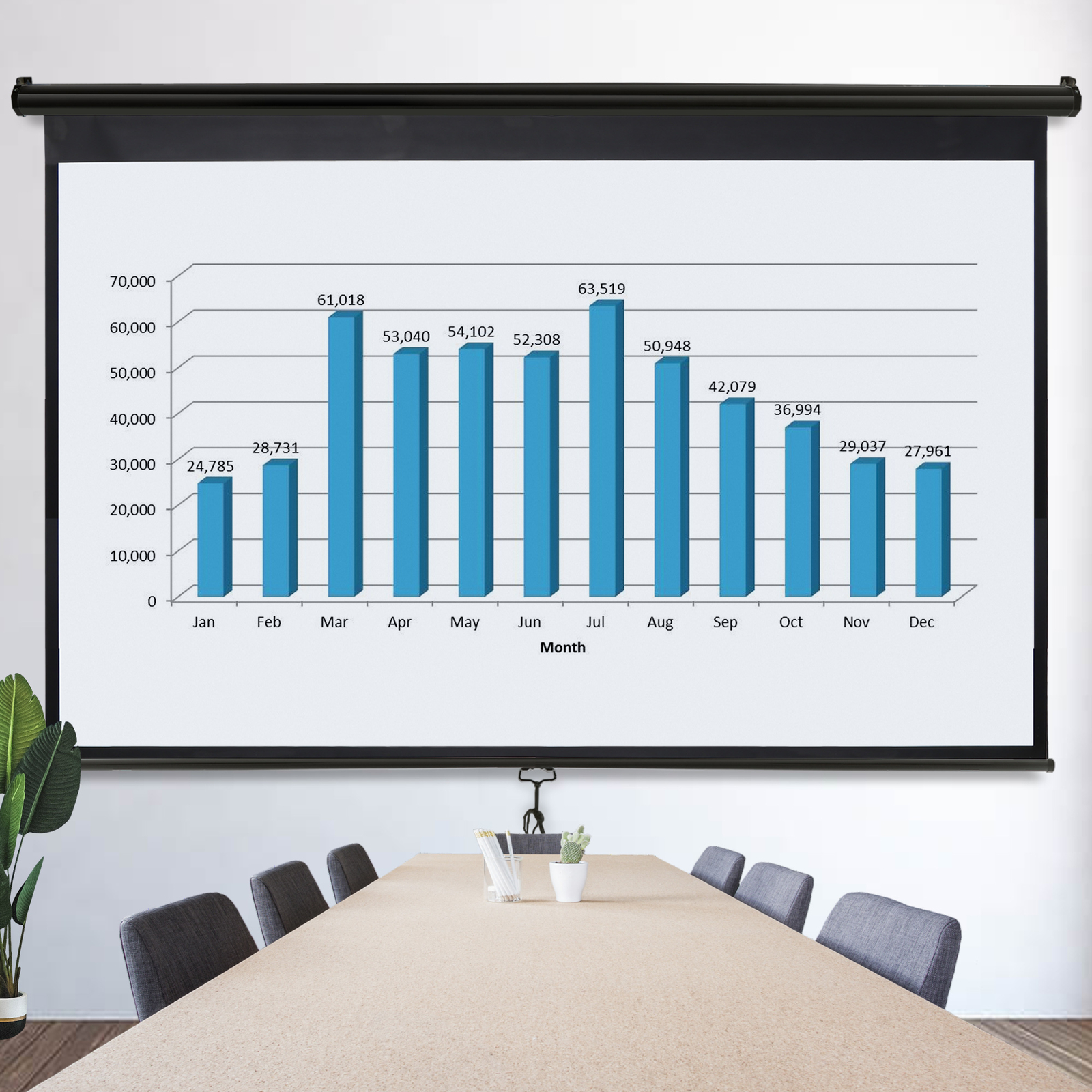 Portable Pull Down 100" 16:9 Hd Projection Screen Home Office Indoor Outdoor Use