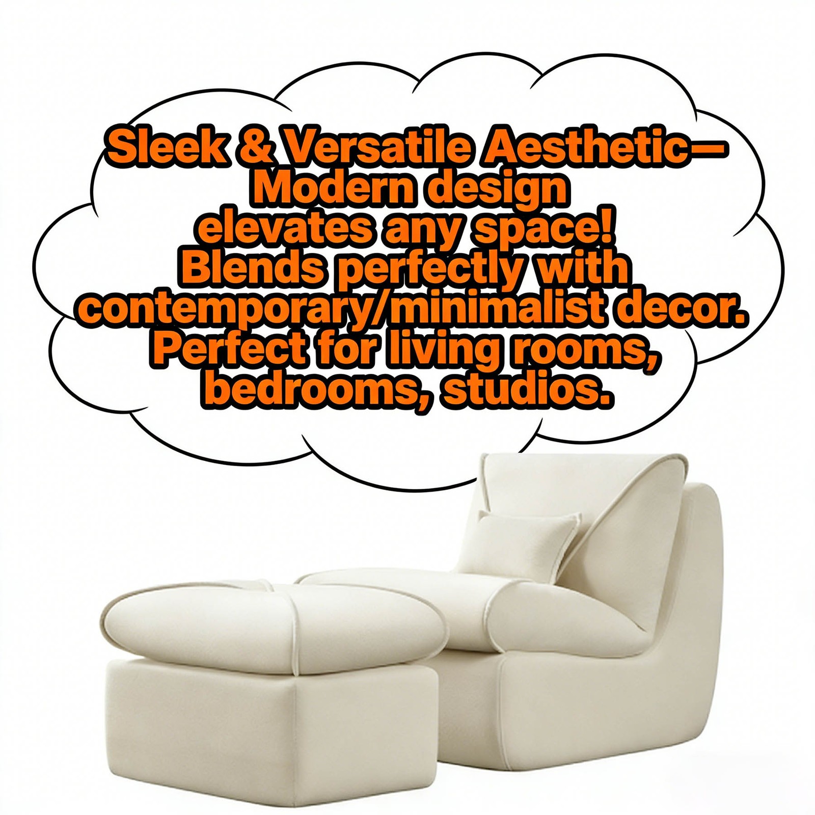Lounge Chair with Footstool for Small Spaces Upholstered