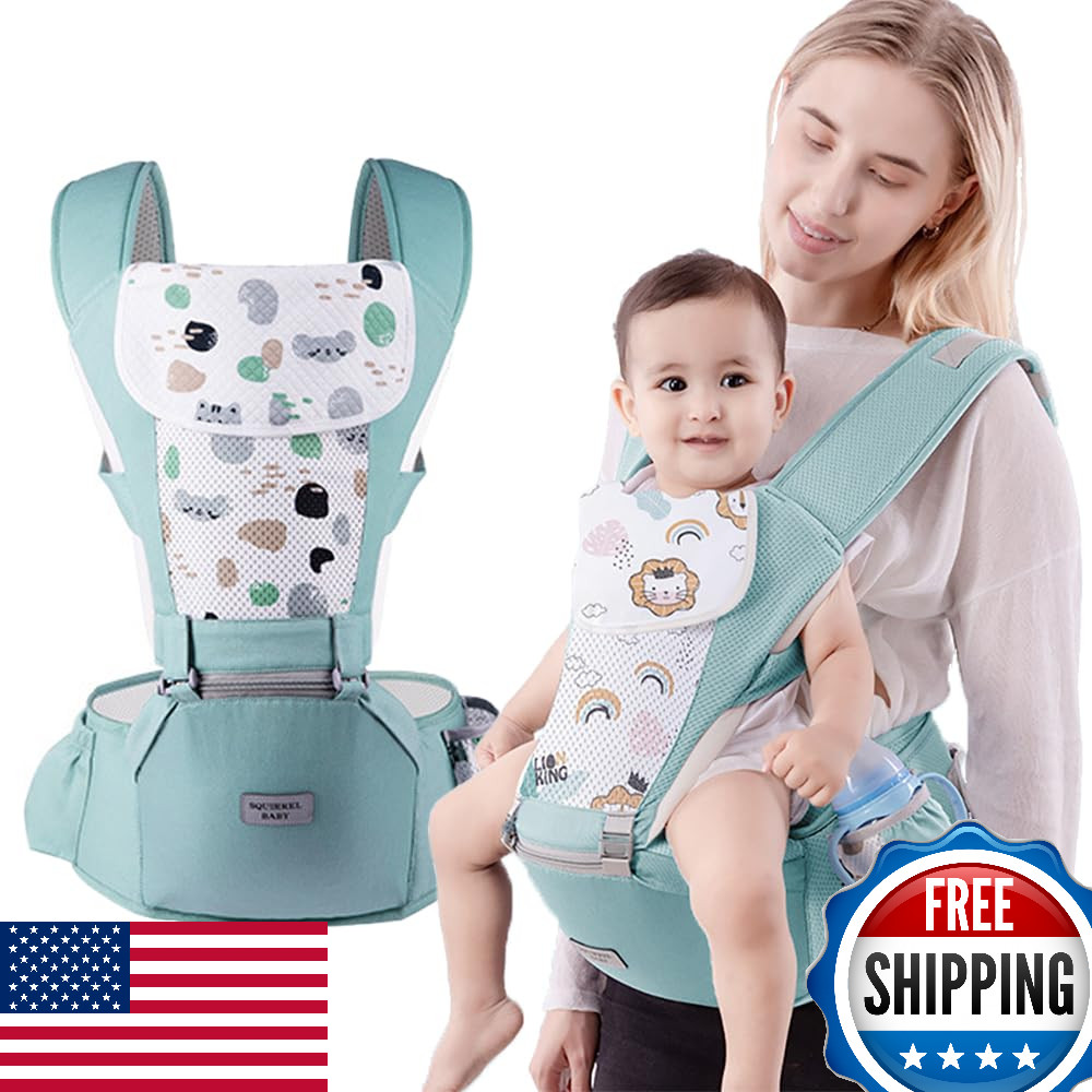Ergonomic Baby Carrier w/ Hip Seat, Infant & Child Holder, Kangaroo Bag, 0-36M