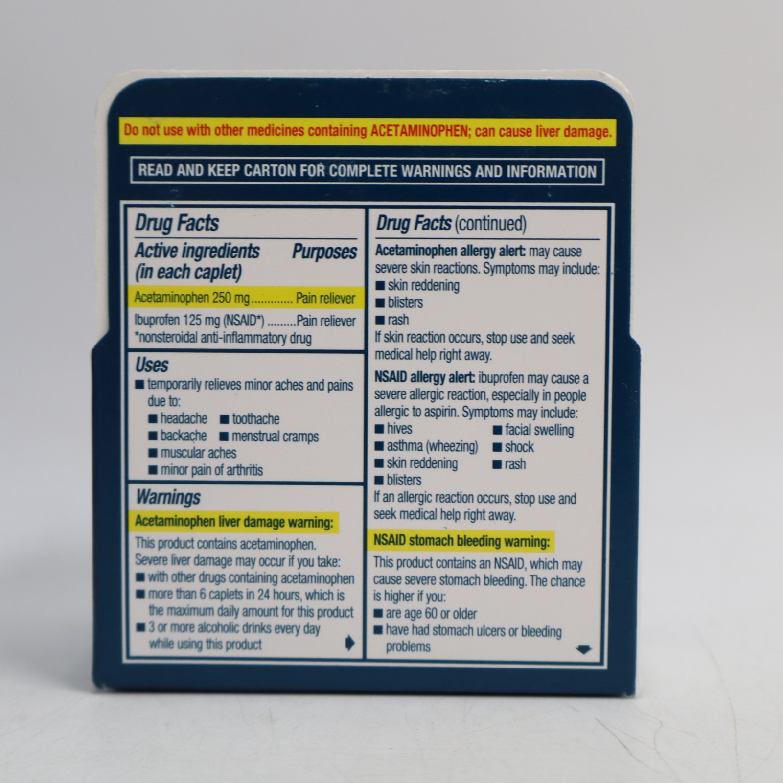 2 PACK Advil Dual Action Coated Caplets with Acetaminophen, 36 ct EXP 02/2026