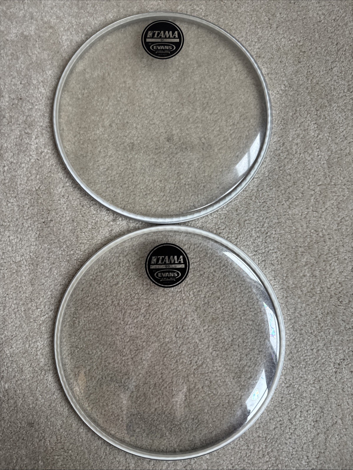 One Each G1 and G2 Tama Evans Clear 10”Tom Drum Head