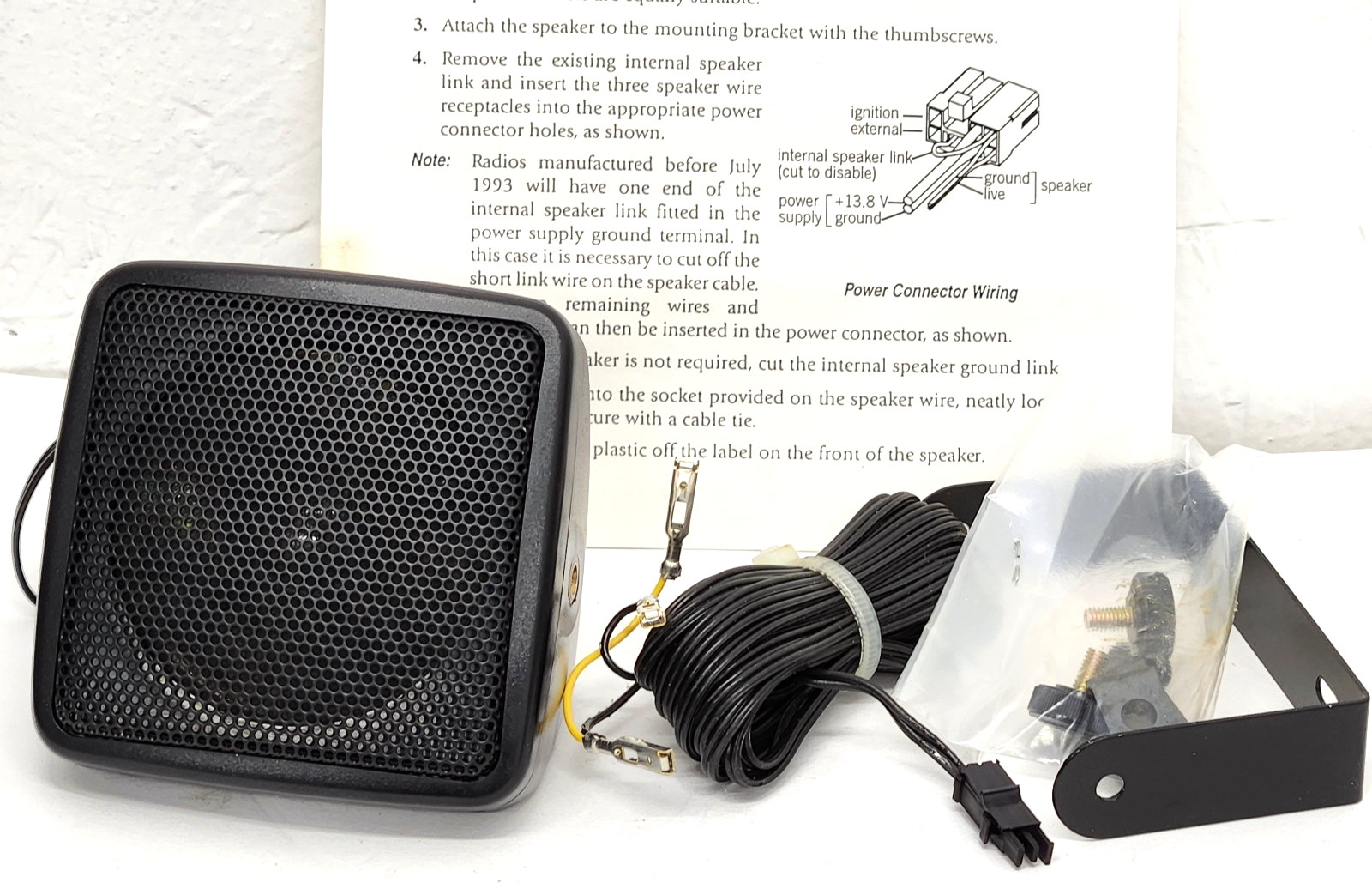 3" Wedge External CB Ham Radio Speaker W/ Mtg. Bracket Terminal Ends ~ (off-bb1