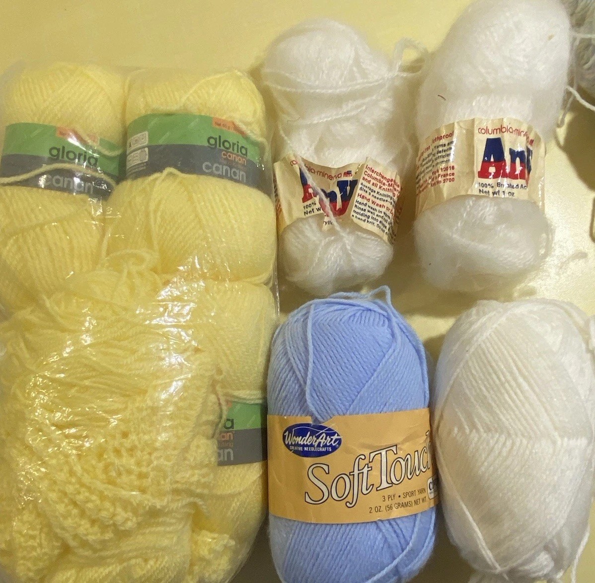 12 Lb Estate Lot Vintage To Modern Baby Acrylic Yarn Skeins & Pattern Booklets