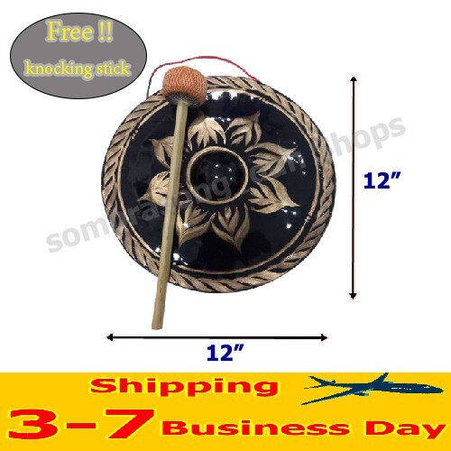 12" Gong for Meditation Yoga Buddhism Handmade Thai Temple Bell Decor