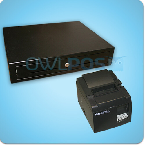 Star TSP143LAN Receipt Printer Cash Drawer Combo TSP100 Ethernet Square Shopkeep