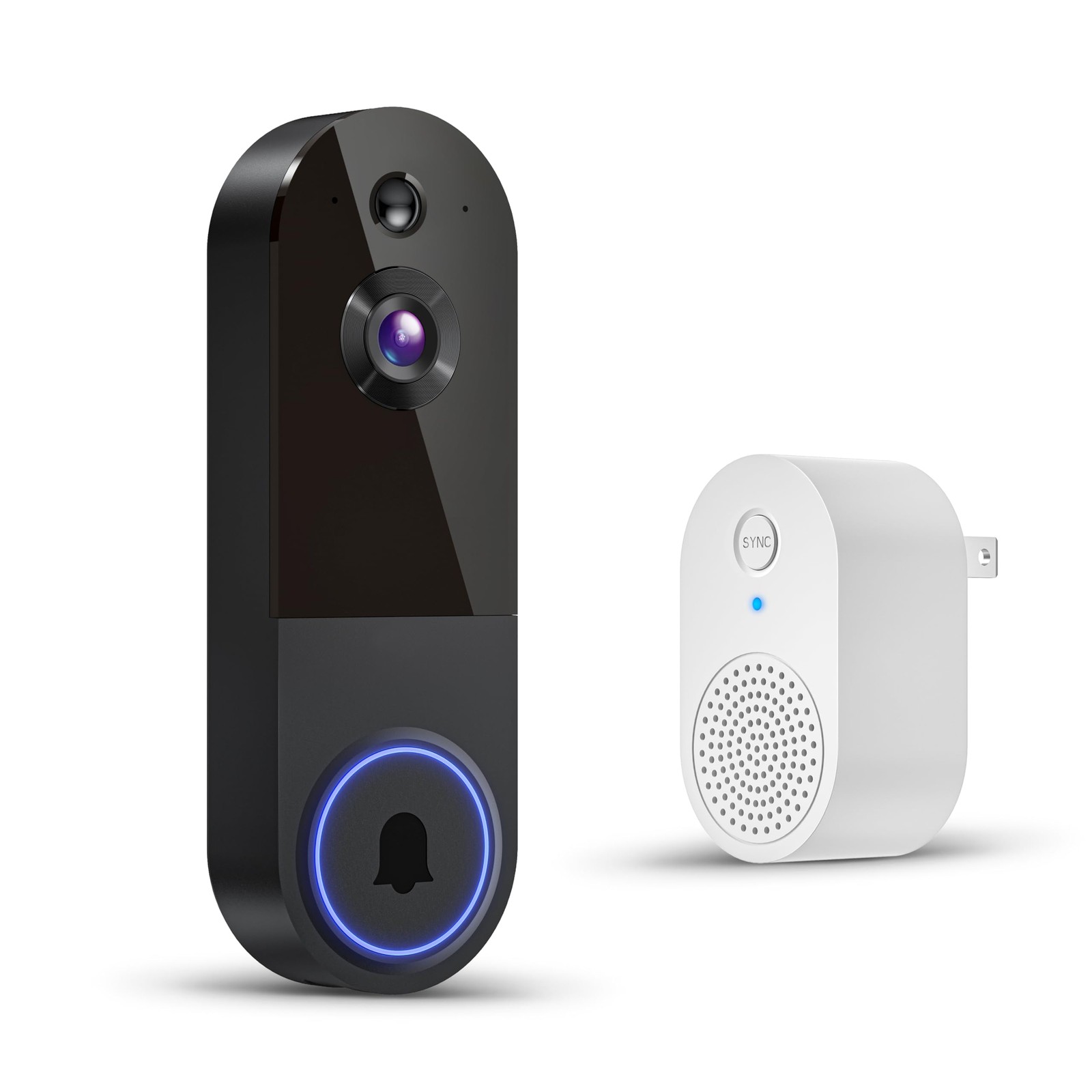 1080p Wireless Wi-Fi Video Doorbell Camera with Night Vision, Pet Camera, Two...