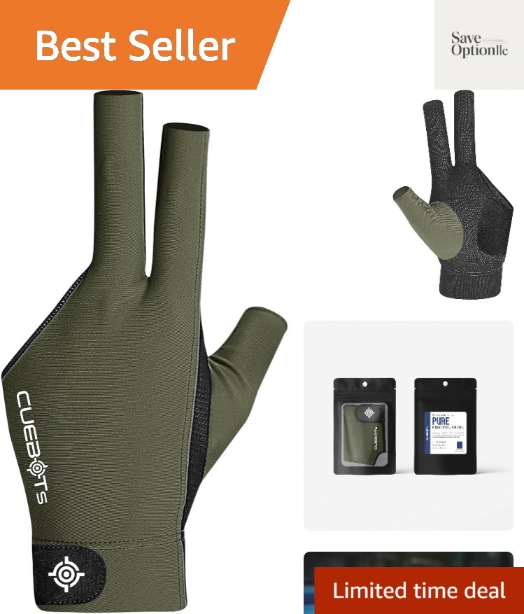 Pure Pool Glove for Left Hand, 3 Finger Billiard Gloves, Low-Friction Cue Con...