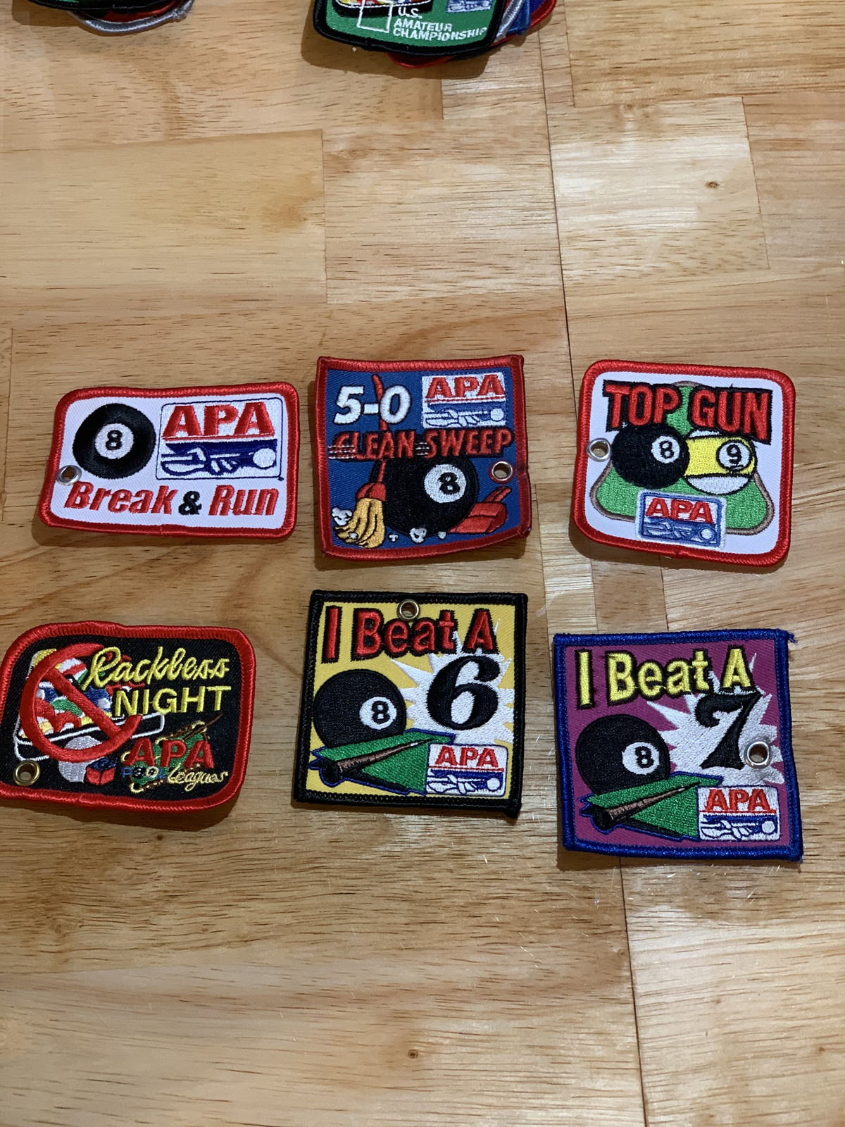 Lot of 6 APA Pool League Tournament Championship Patches  Rackless Night LOT 9