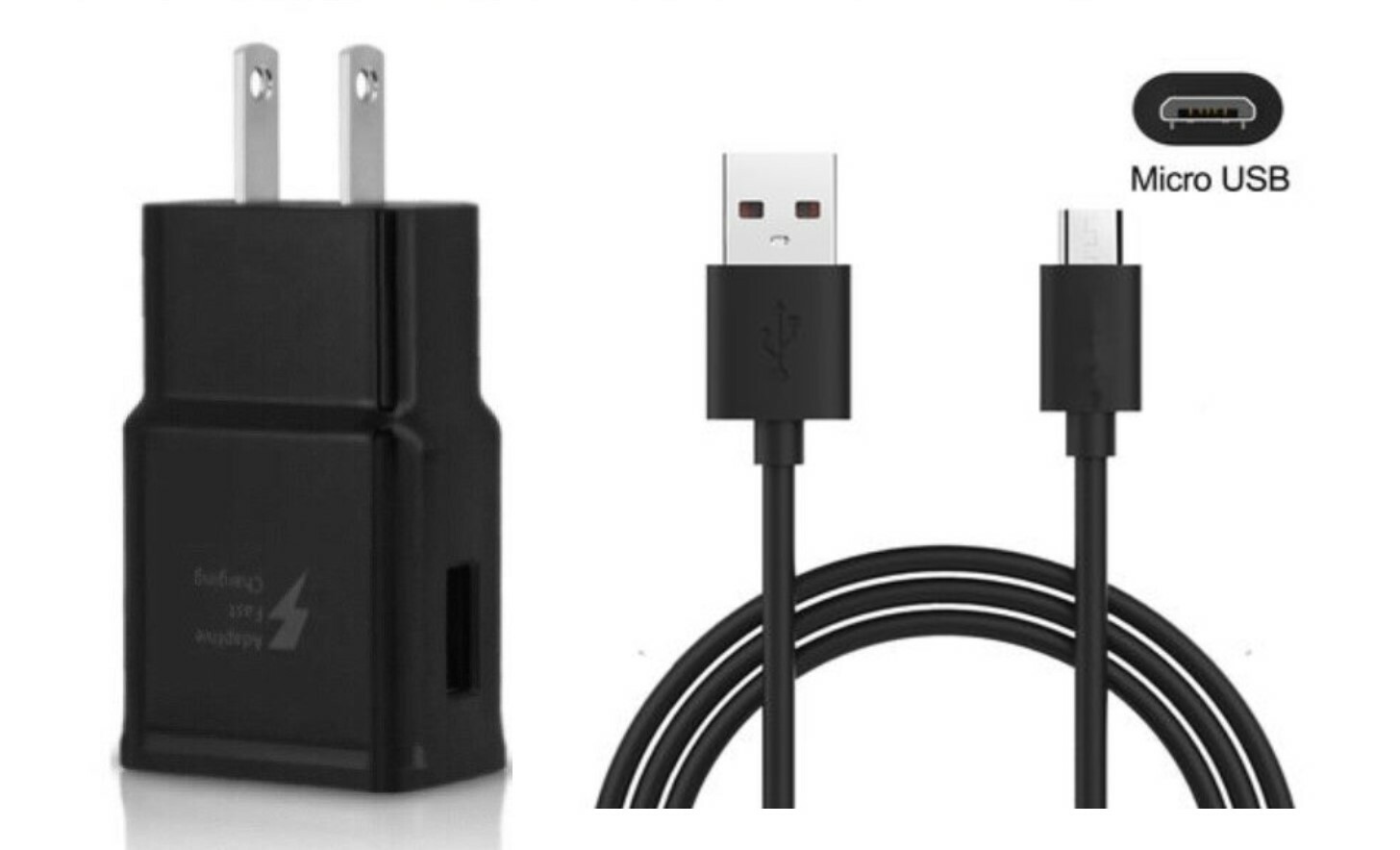 Wall charger +Micro USB Charging cable for Amazon Kindle Fire HD 7/8 Tablet BLK