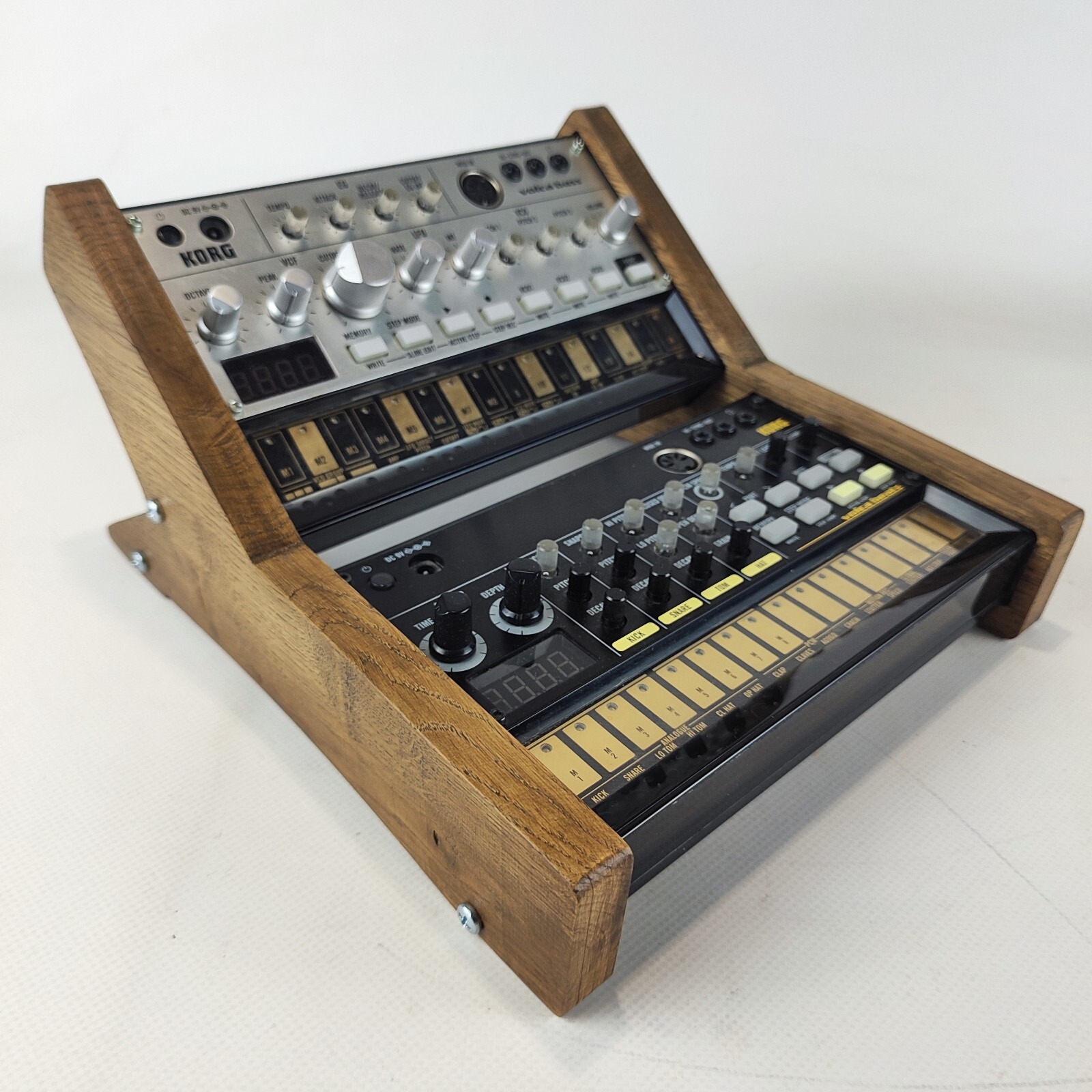 Volca Korg two mode Rack Real Oak Wood Stand Side Wooden Panel Beats Bass