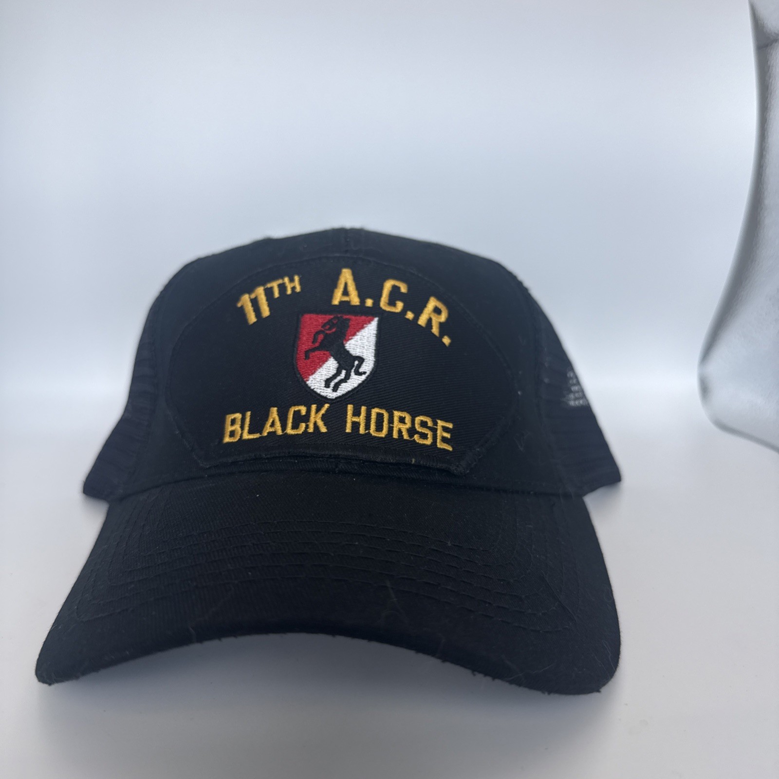 11TH A.C.R. BLACK HORSE TRUCK HAT BASEBALL CAP IN BLACK MESH BACK
