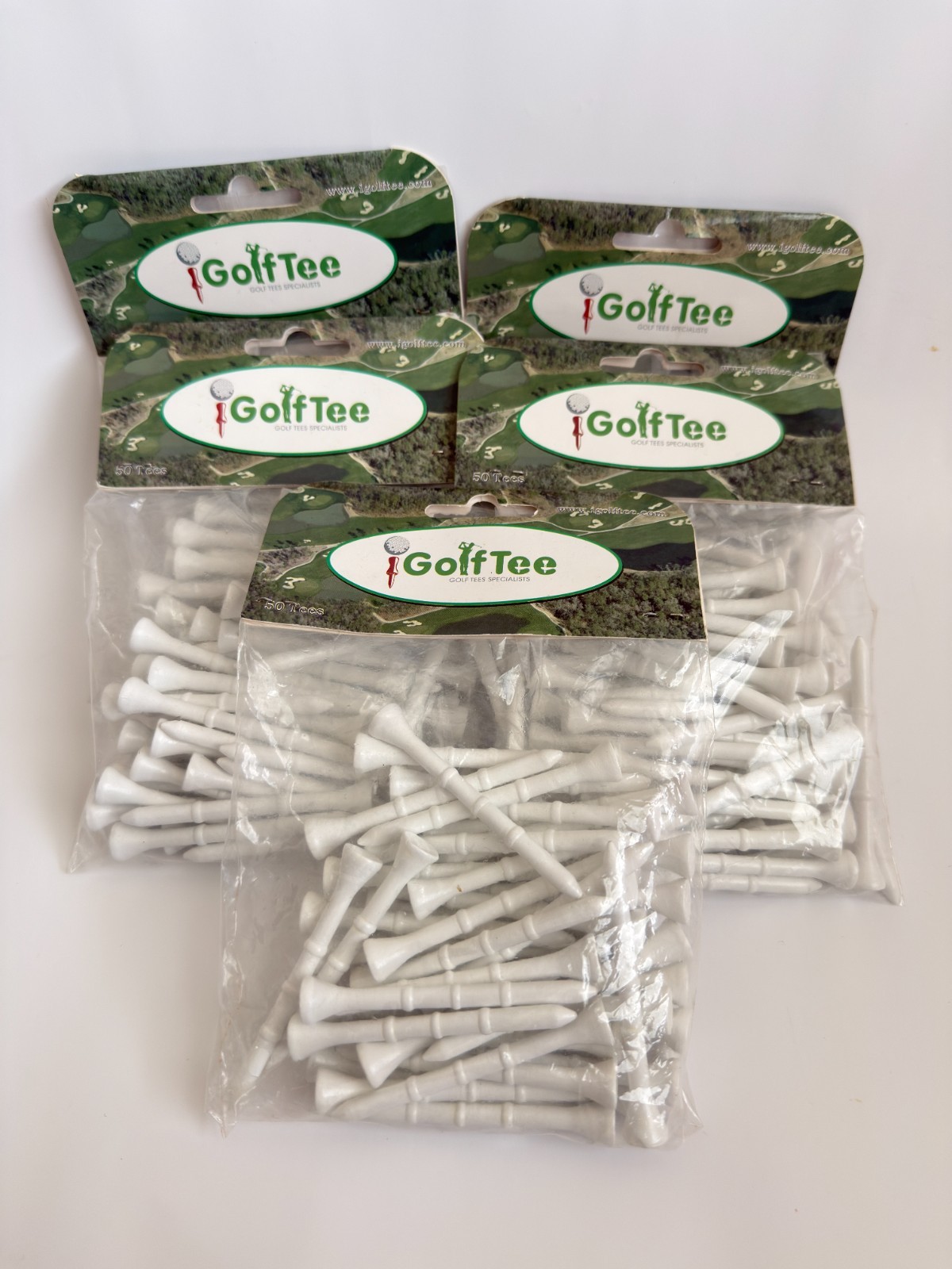iGolfTee 2-Pack 3 Inch White Wooden Step Down Castle Golf Tees 100 Tees Total