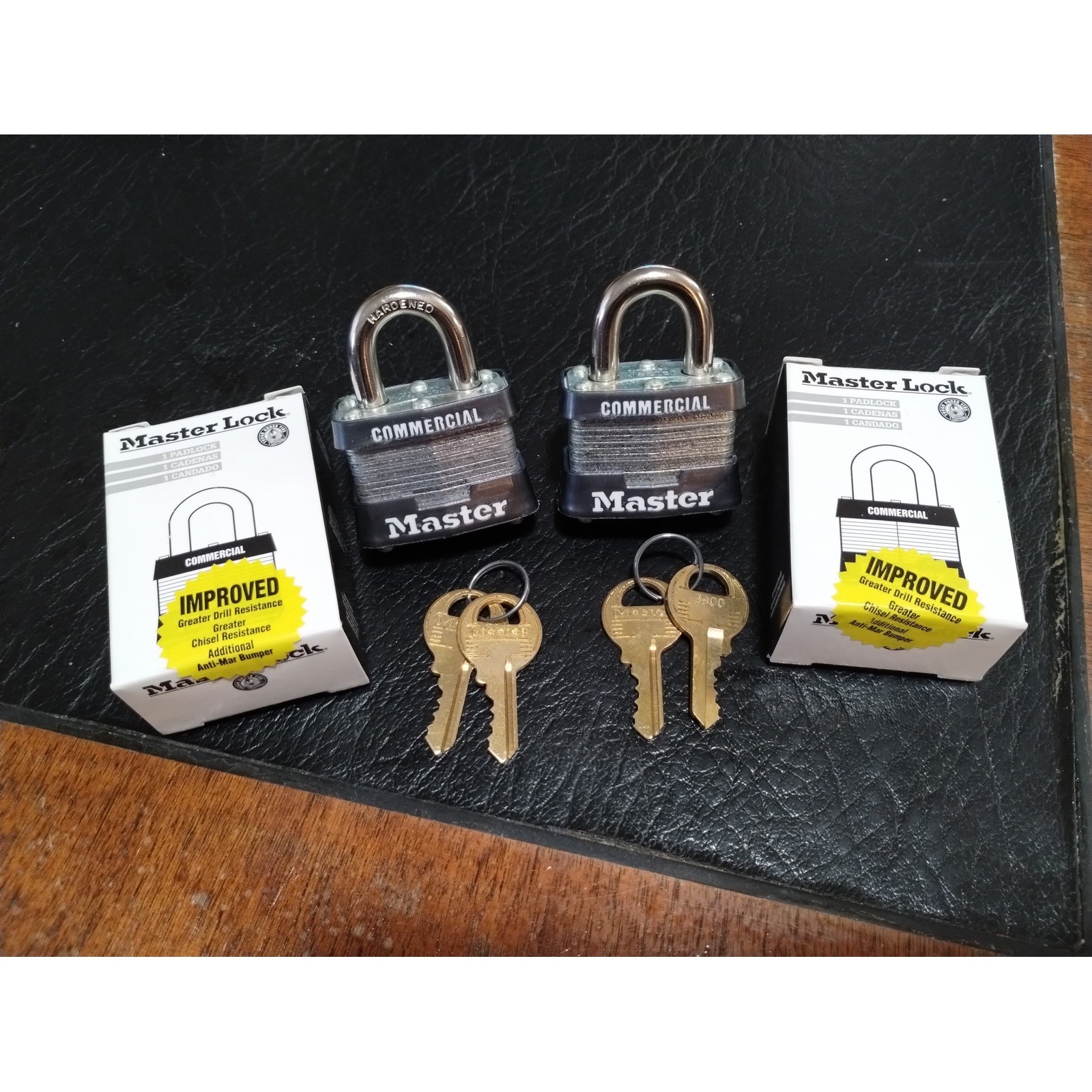 Lot of 2 Master Lock Commercial Laminated Steel Padlocks with Keys NEW 3KA 3900