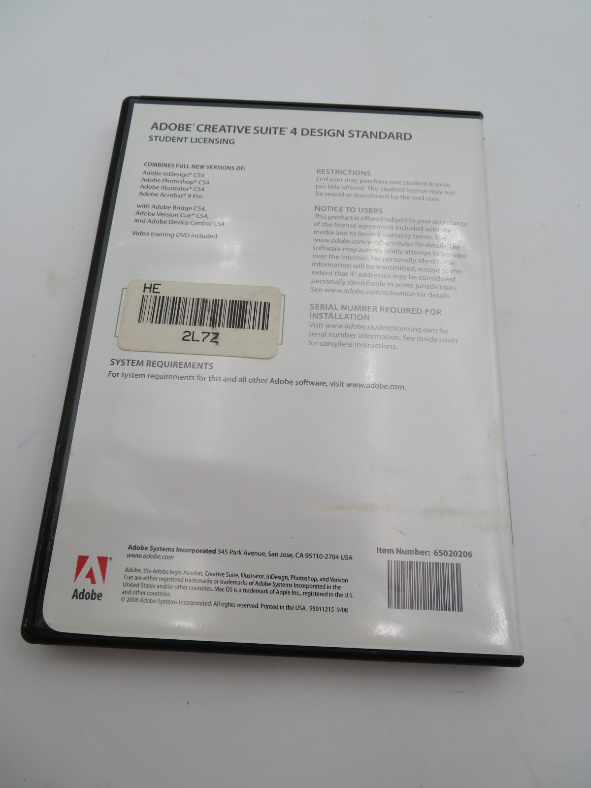 Adobe Creative Suite 4 Design Standard Mac Student Version w/ Discs & Manual