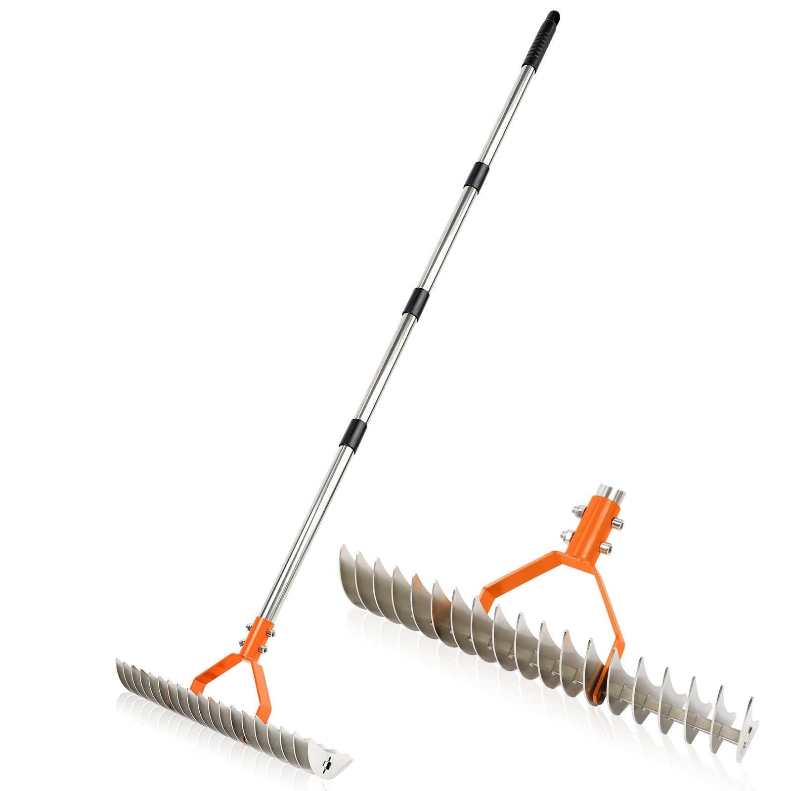 ORANGE - COPIU THATCH RAKE, 15"WIDE DETHATCHER RAKE,STEEL WITH HANDLE
