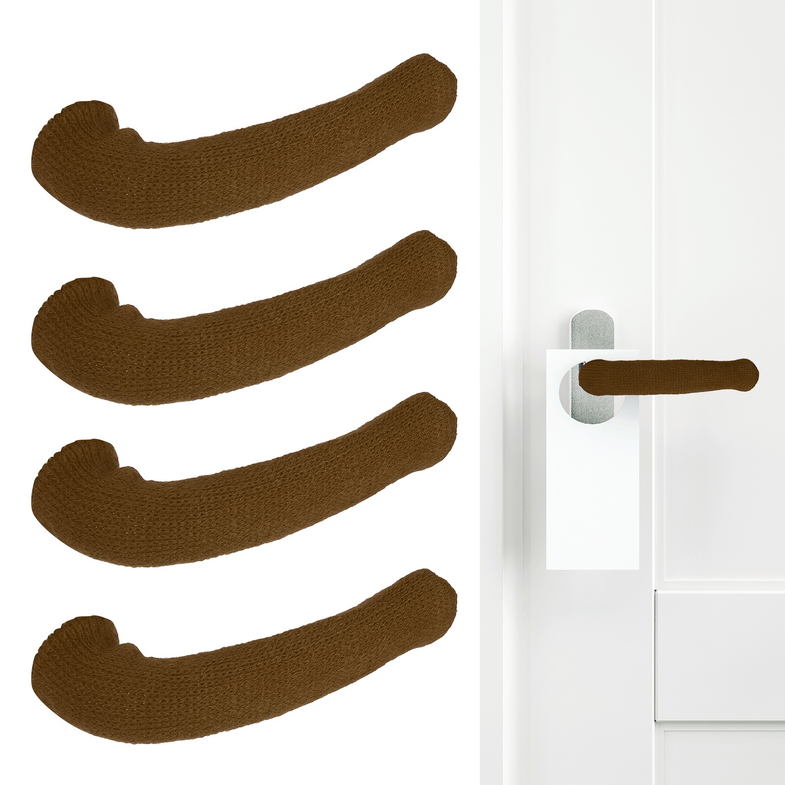 4 Pcs Door Knob Cover, Extended Door Knob Protector, Brown