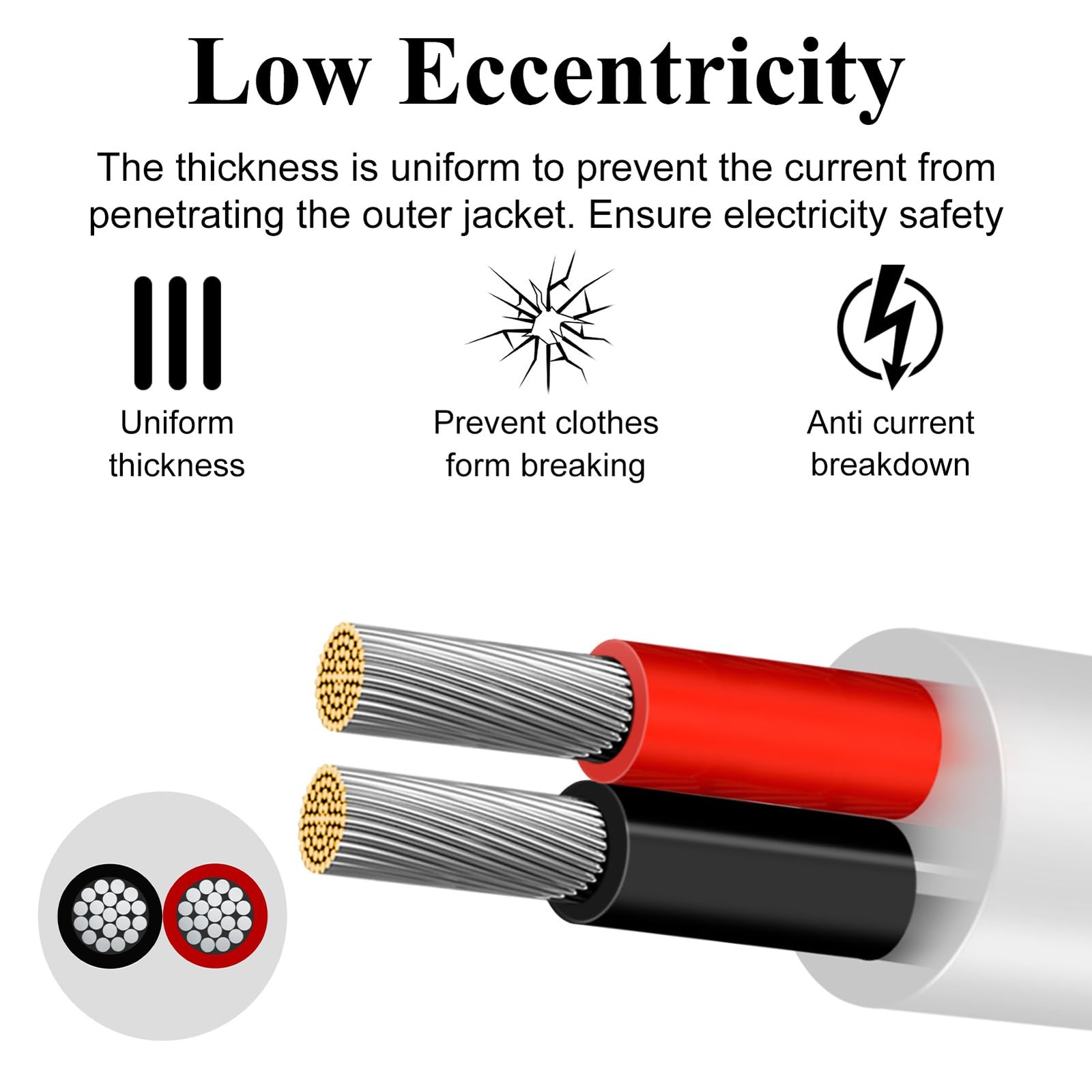 18 Gauge 2 Conductor Electrical Wire, 16.4FT Low Voltage 16.4FT/5M, White