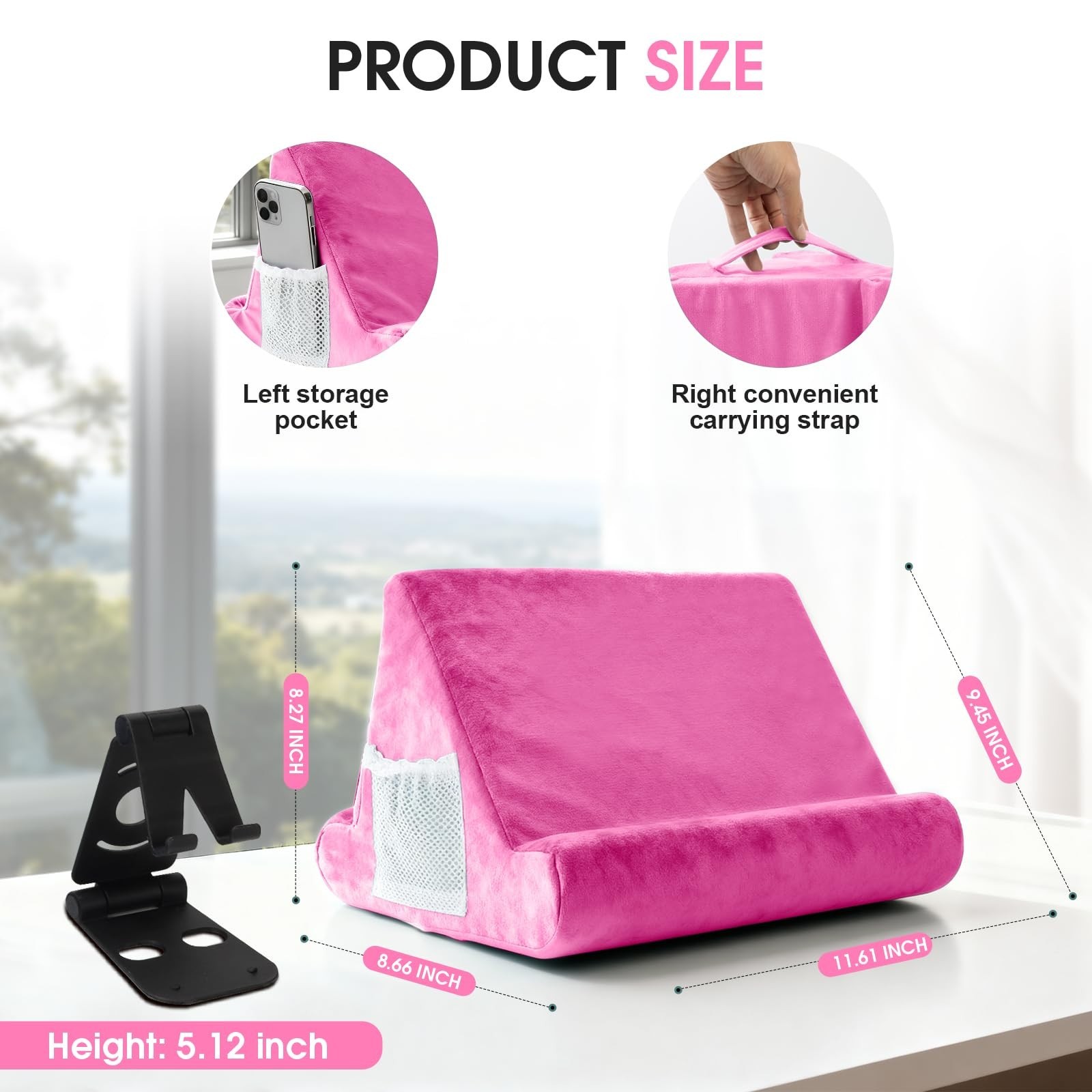 Universal Multi-Angle Tablet Holder - Soft Pad Stand with Net Pocket & Phone ...