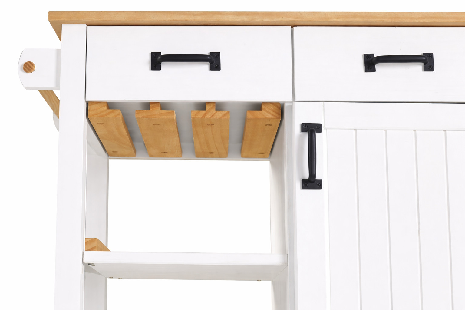 Pine Wood Kitchen Storage Cabinet Island Cart