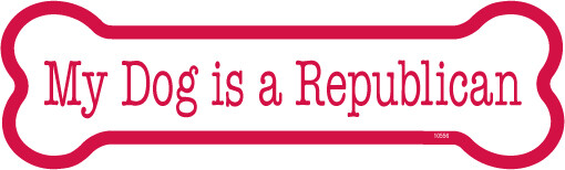 My dog is a Republican Dog Bone Car Fridge Magnet  2"x7" NEW USA Waterproof