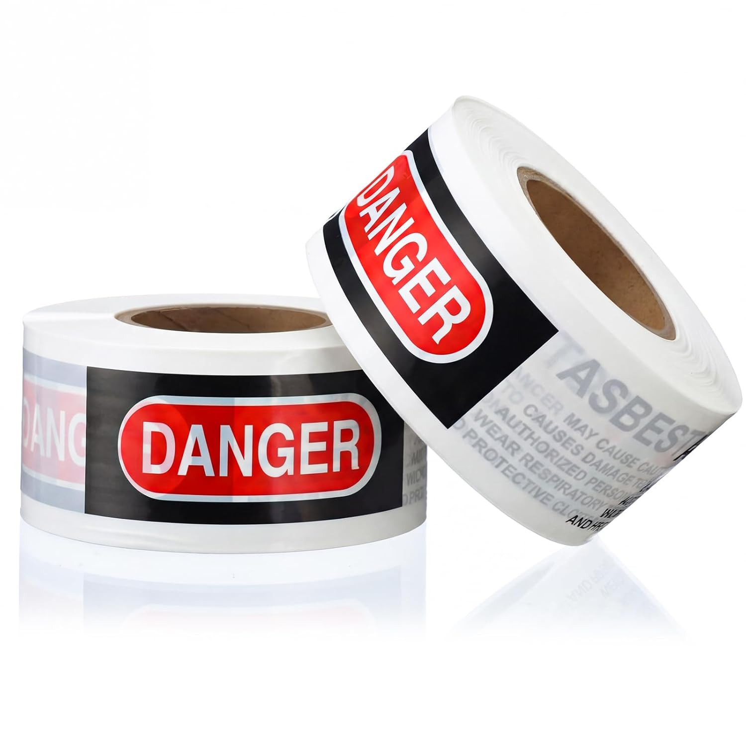 2 Roll Danger Asbestos Barricade Tape - 3 in X 1000 Ft "May Cause Cancer, Causes