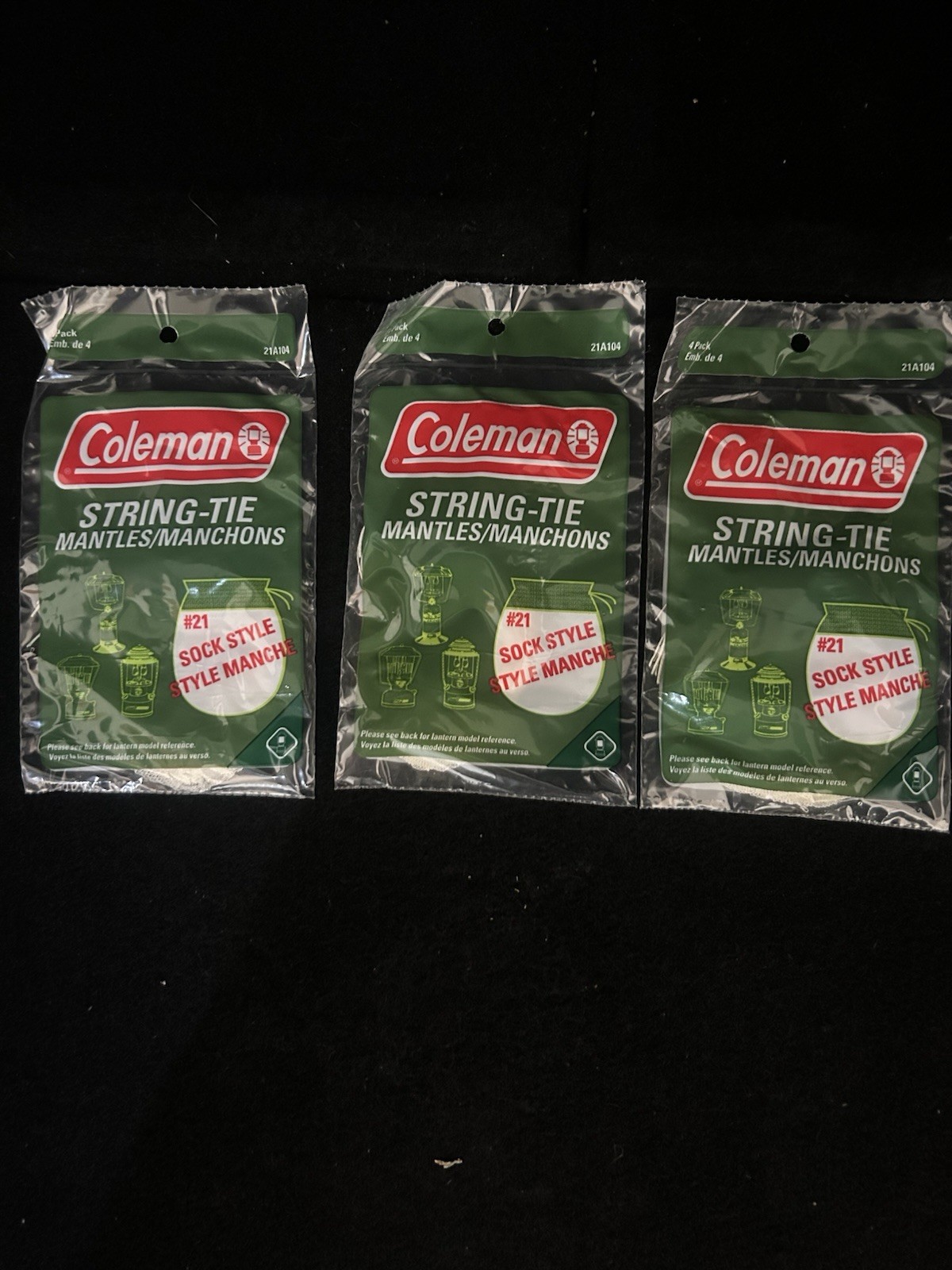 Coleman Lantern Mantles- 3 Packs of 4 (12 total) 21A104  #21  String Tie