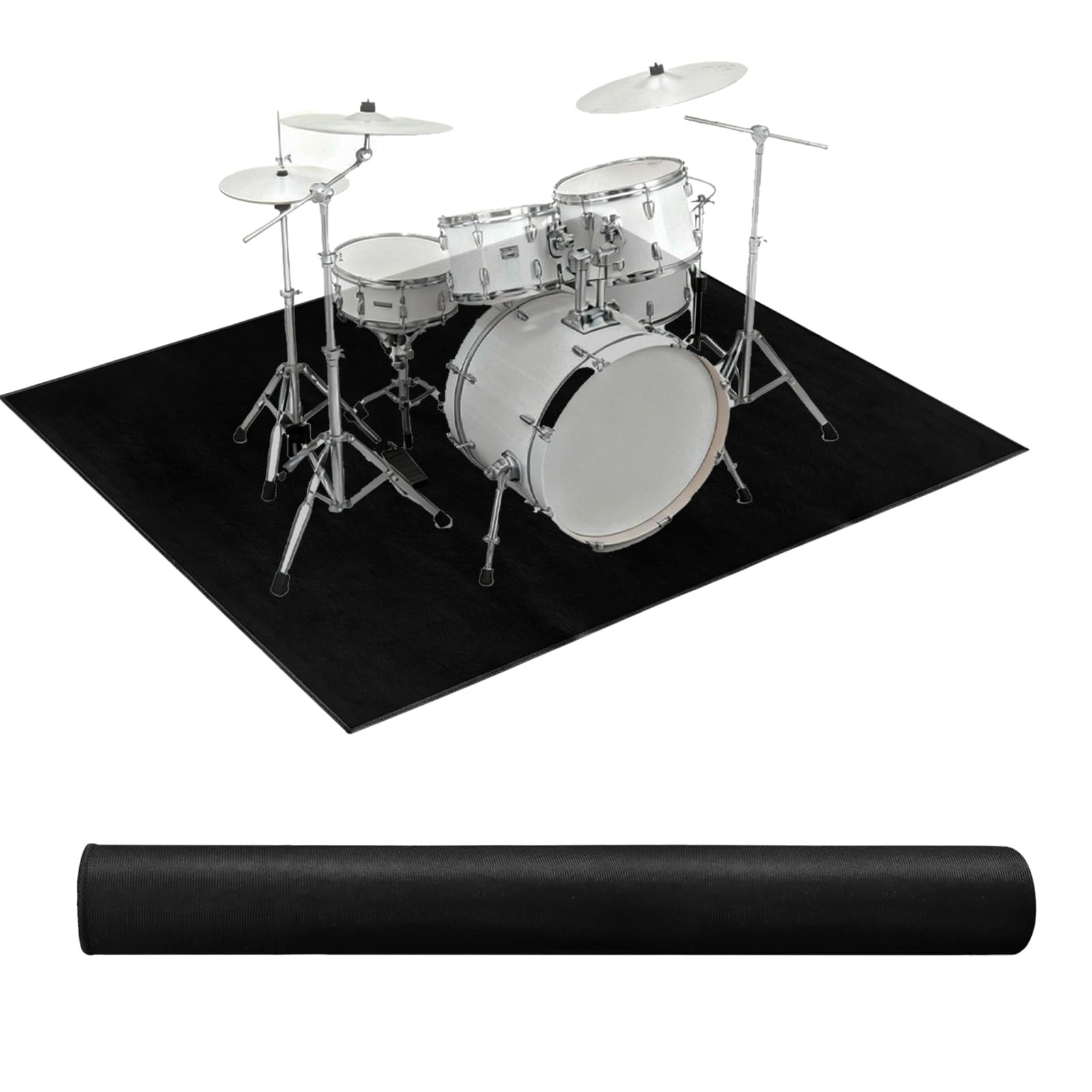Drum Rug Mat 4 X 6 Ftï¼š Black Soundproof Carpet with Non-Slip Bottom, Washable
