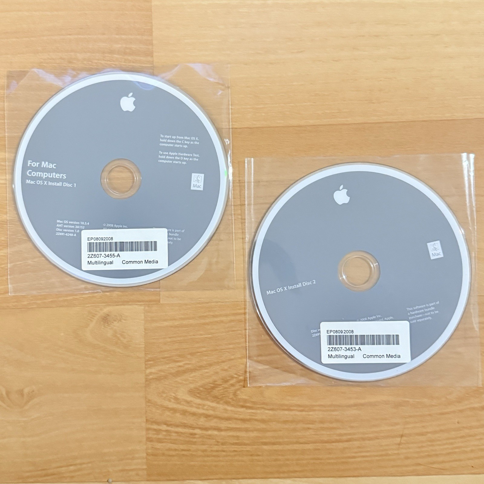 Apple Mac Computers OS X Install Disc 1 & 2 Version 10.5.4 2008 Not Tested