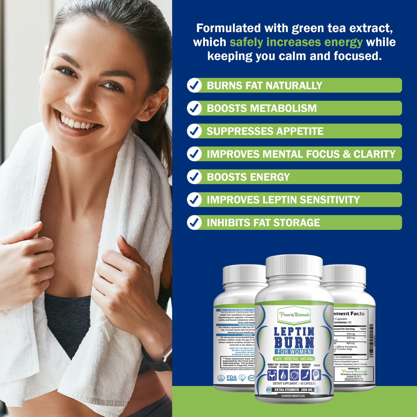 Leptin Burn for Women Diet Pills - Weight Loss, FAT BURNER, Appetite Suppressant