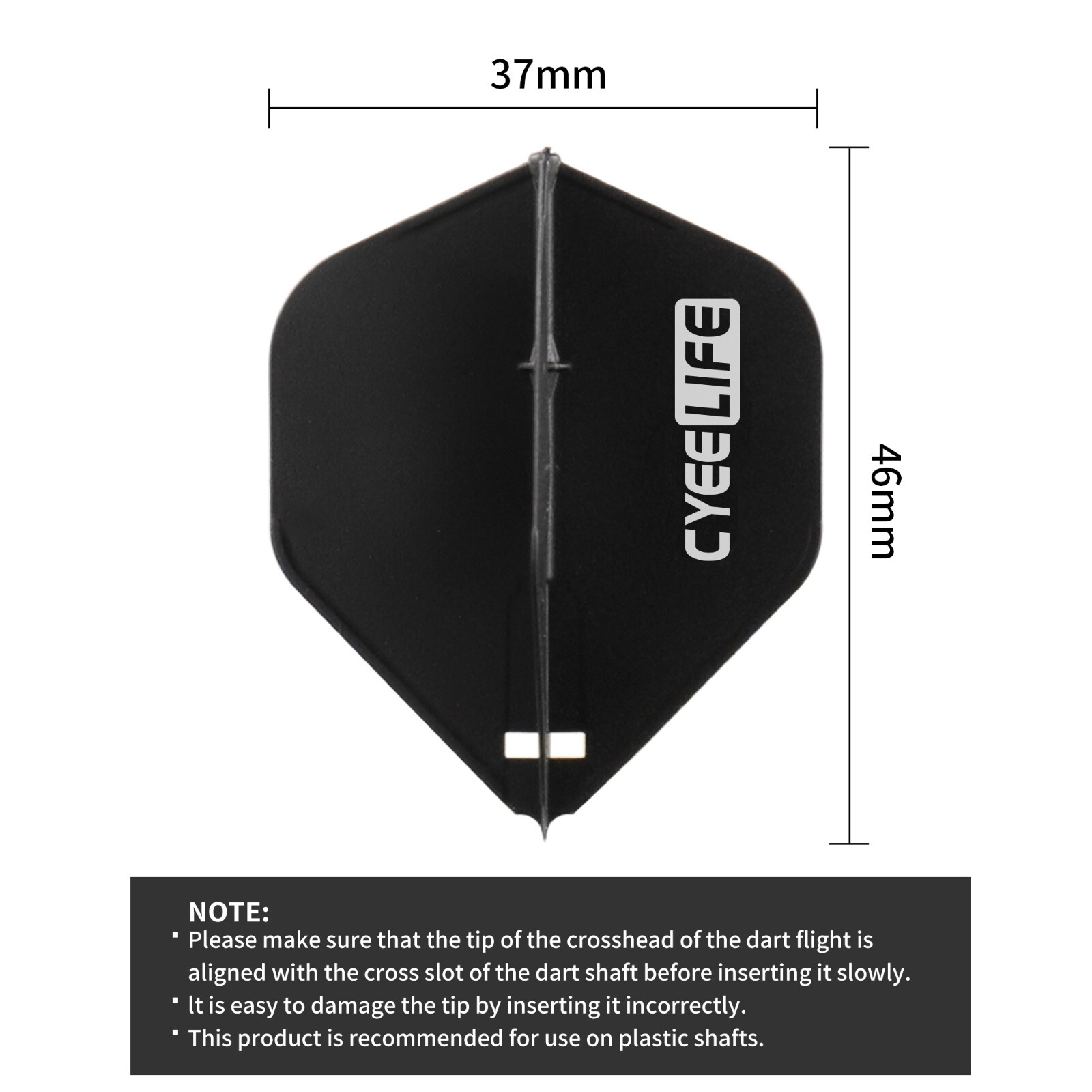 CyeeLife-6 PCS Black Plastic Molded Dart Flights+12 PCS Spring O-rings