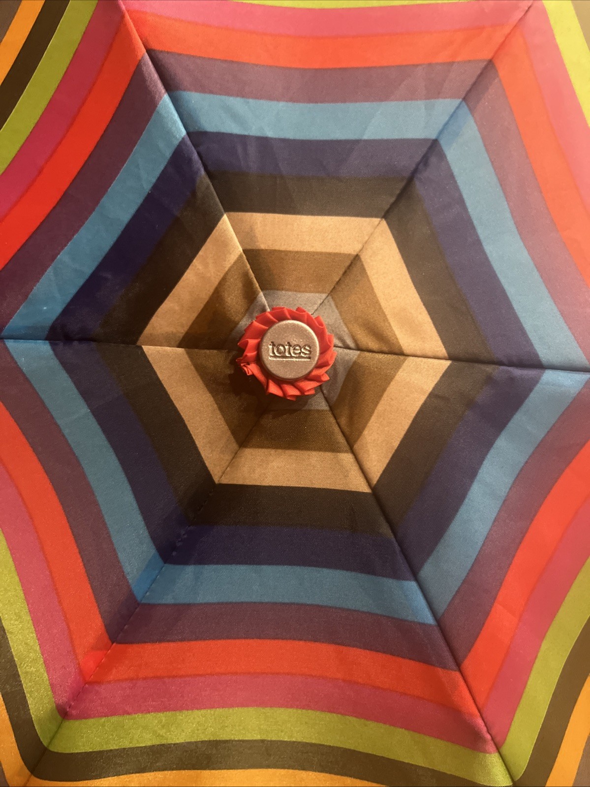 TOTES Travel Size Umbrella Multicolor Stripes