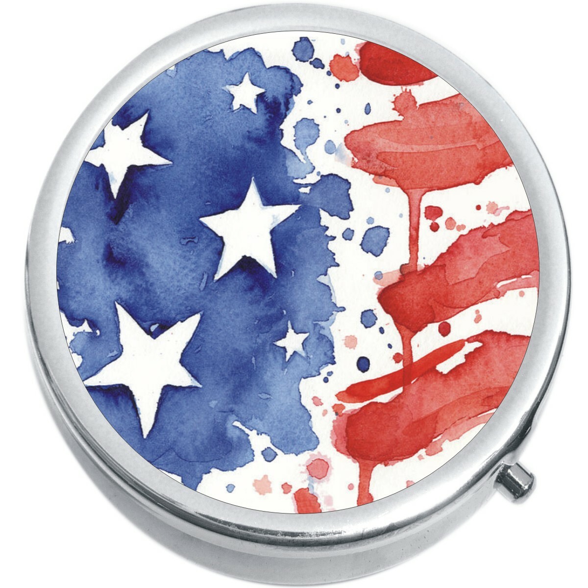 Watercolor USA Flag Medicine Vitamin Pill Box