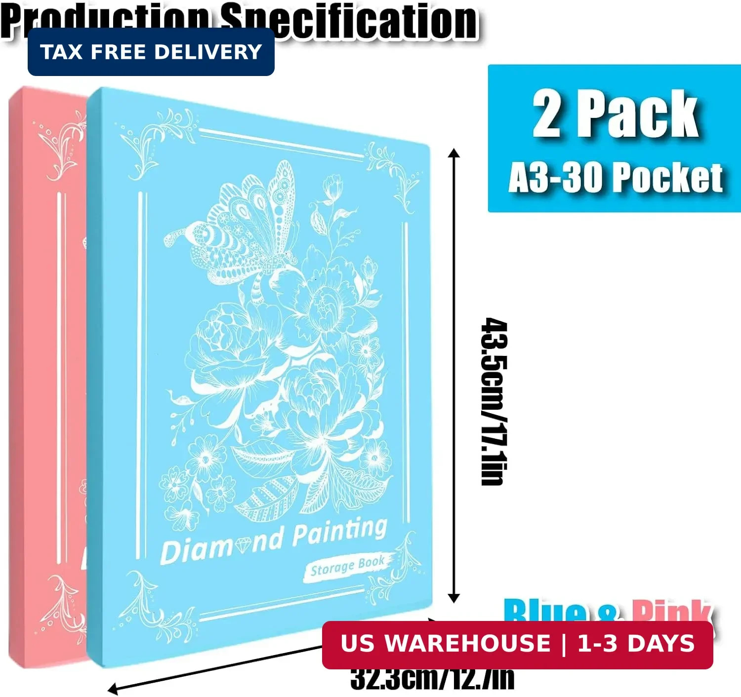 A3 Storage Book 2 Pack for Diamond Painting Art Portfolio Folder