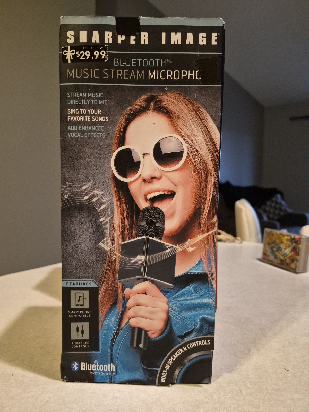 Sharper Image Music Stream Bluetooth Karaoke Microphone, Cordless, Black