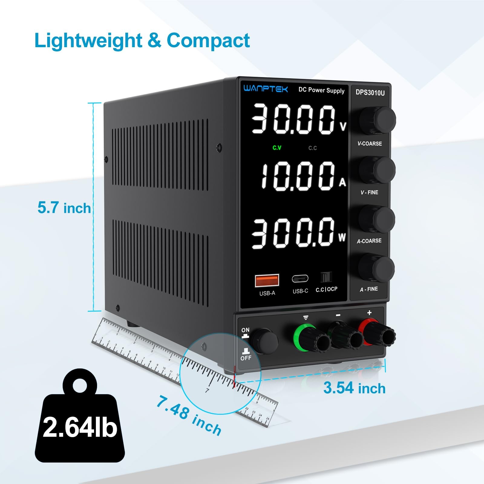 DC Power Supply Variable 0-30V 0-10A, Adjustable Switching Regulated Bench Po...
