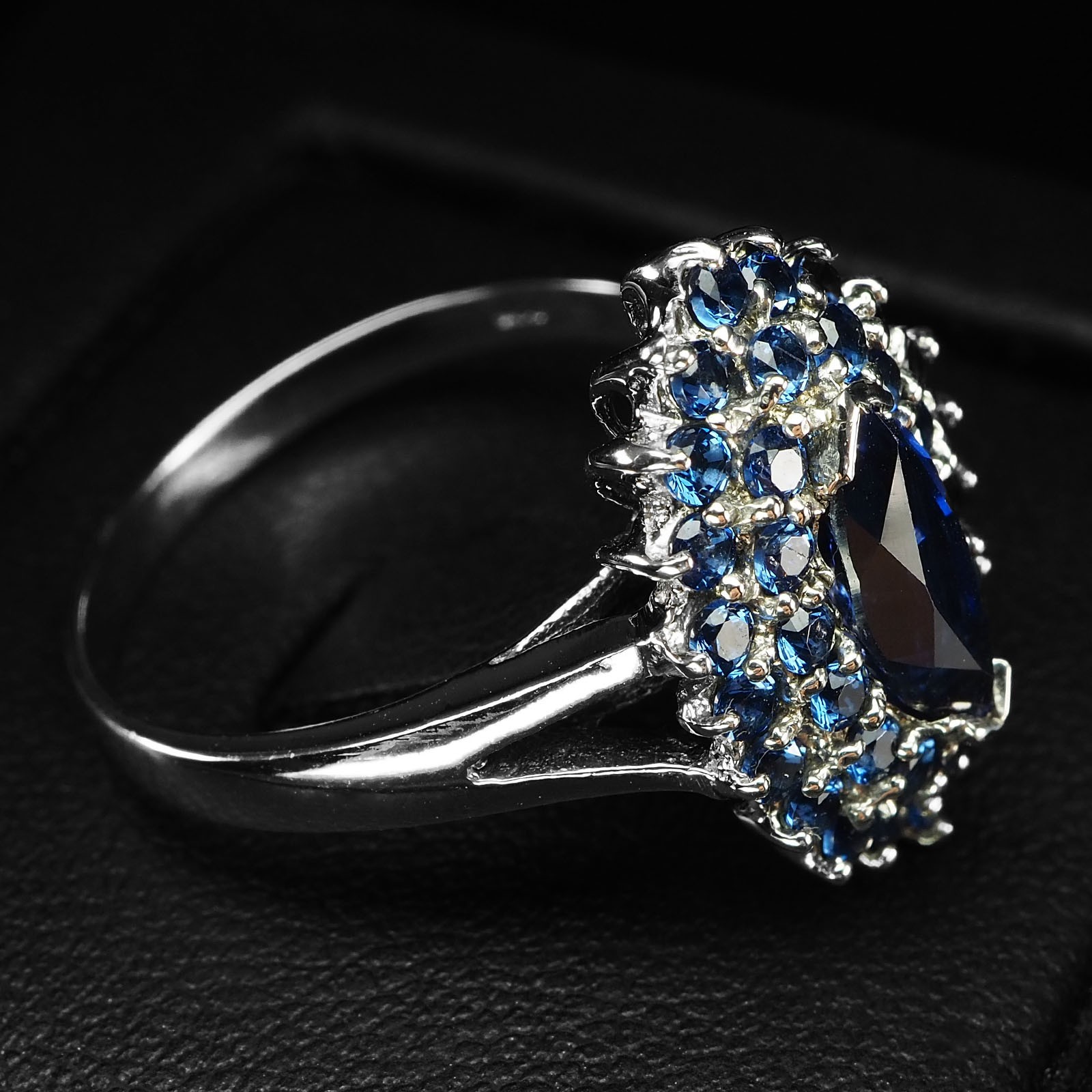 Alluring Royal Blue Sapphire Marquise 2.10Ct 925 Sterling Silver Handmade Rings