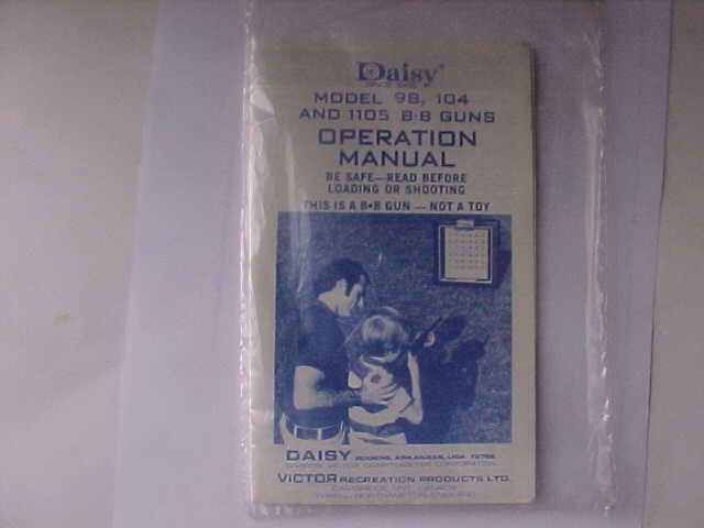 Vintage Daisy Model 98 104 1105 BB Gun Rifle operation Manual SEALED (B)