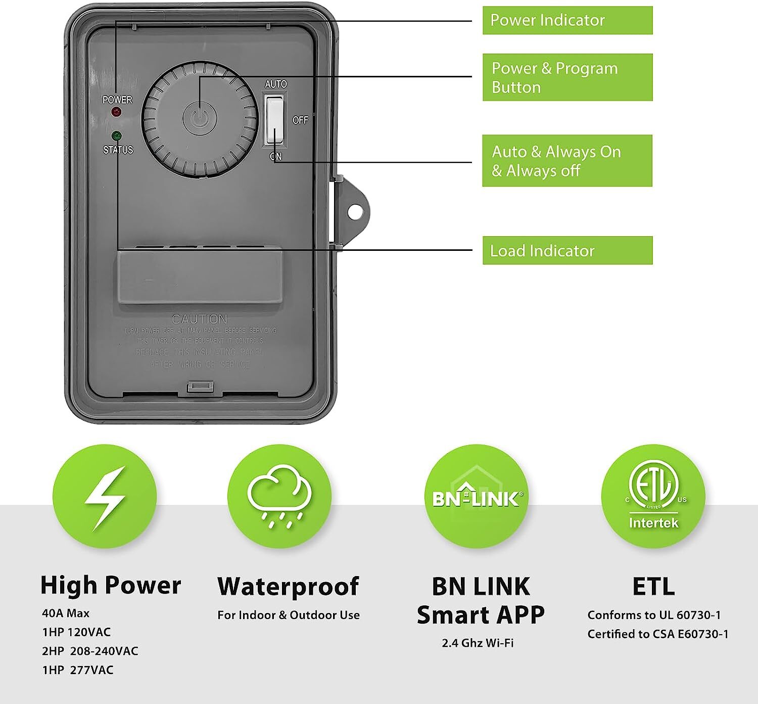 BN-LINK Smart WiFi Pool Pump Timer Outdoor Heavy Duty 24Hr Programmable For Pool