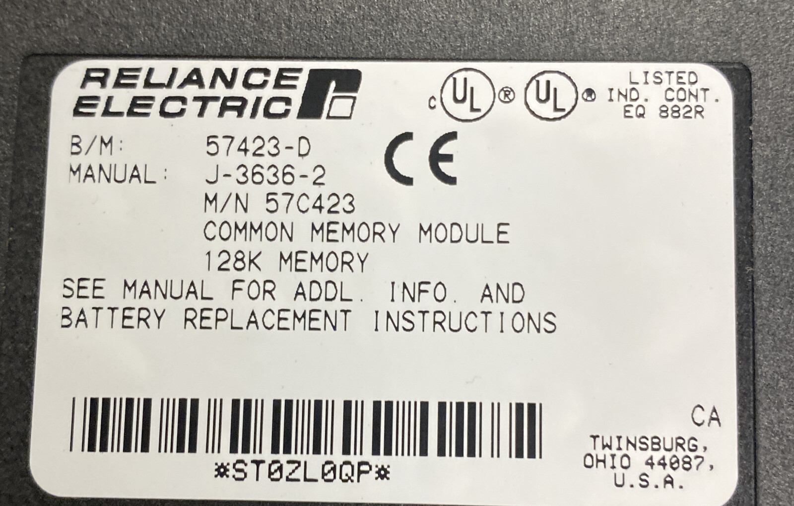 Reliance Electric,J-3636-2 / 57423-D 128k, Common Memory Module